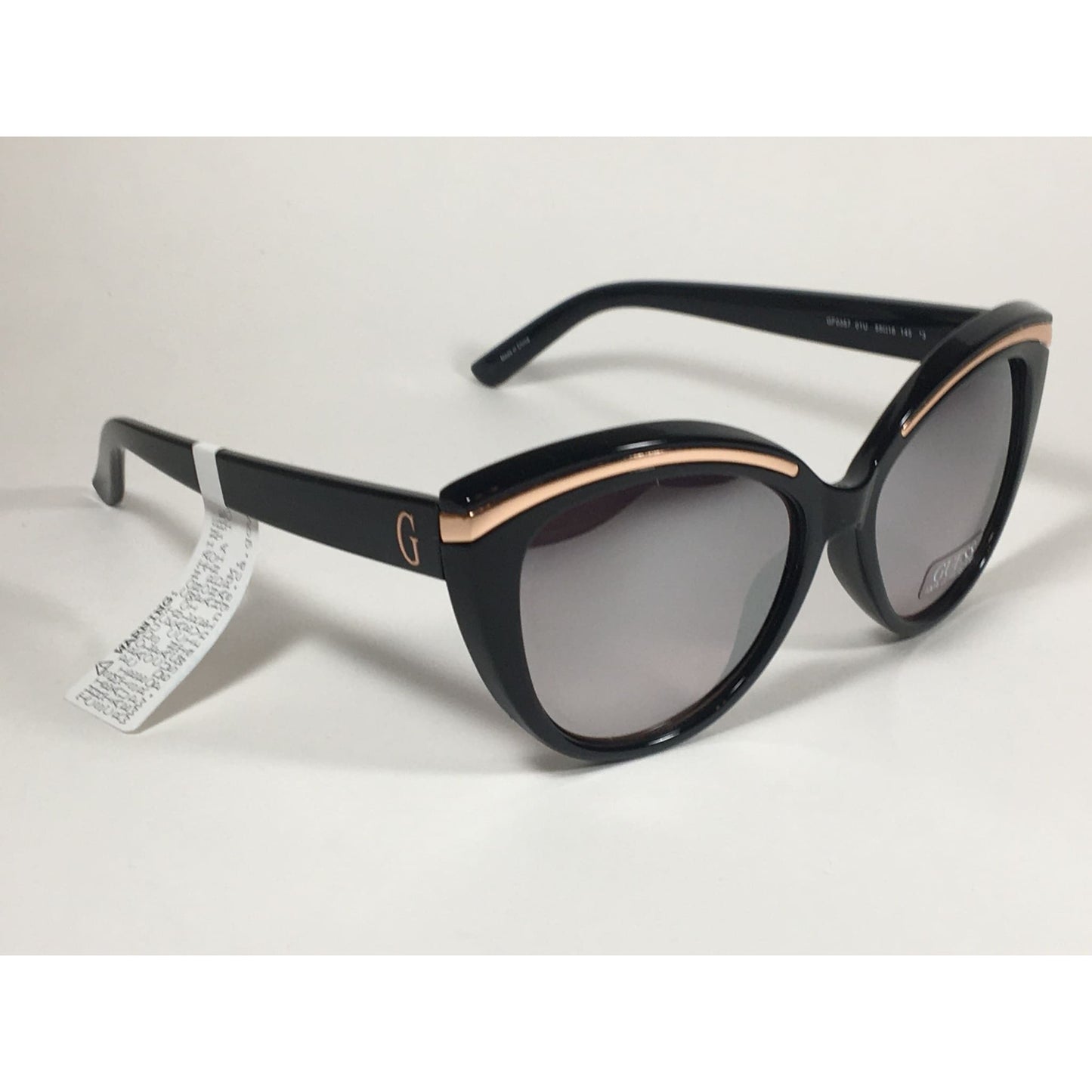 Guess Cat Eye Sunglasses Black And Gold With Silver Mirror Lens GF0357 01U - Sunglasses