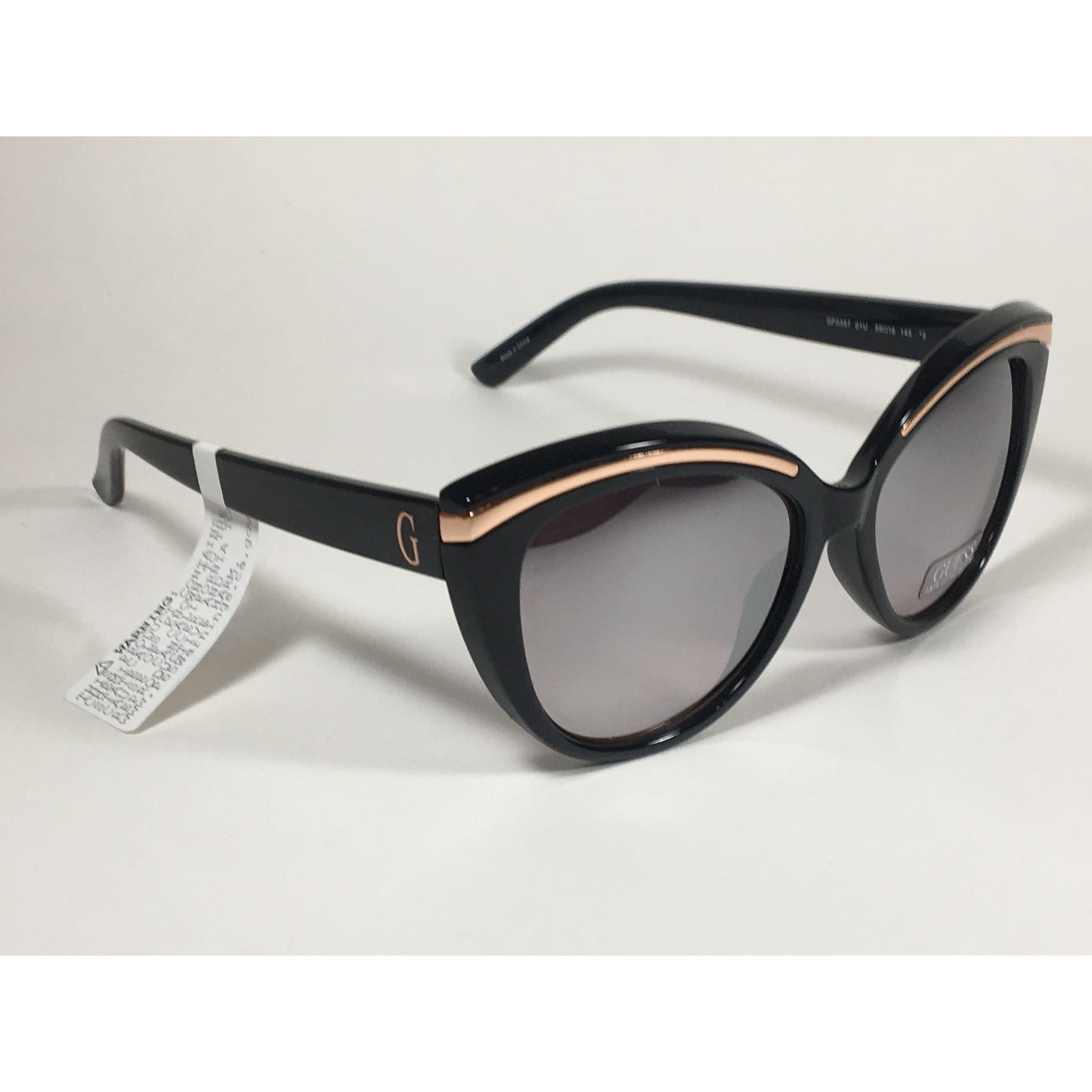 Guess Cat Eye Sunglasses Black And Gold With Silver Mirror Lens GF0357 01U - Sunglasses