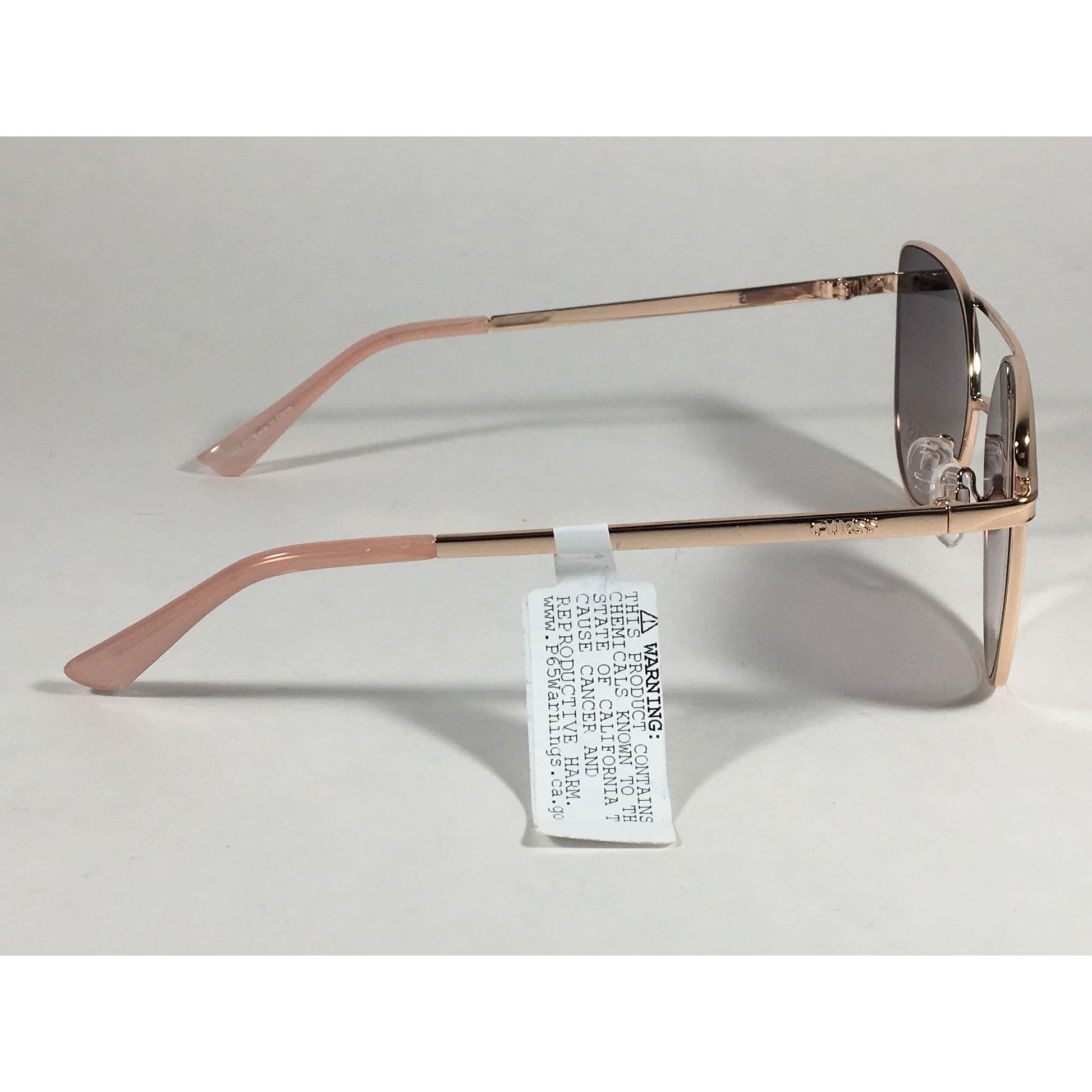 Guess Cat Eye Sunglasses Nude Peach Rose Gold Metal Silver Mirror Lens GF0332 28T - Sunglasses