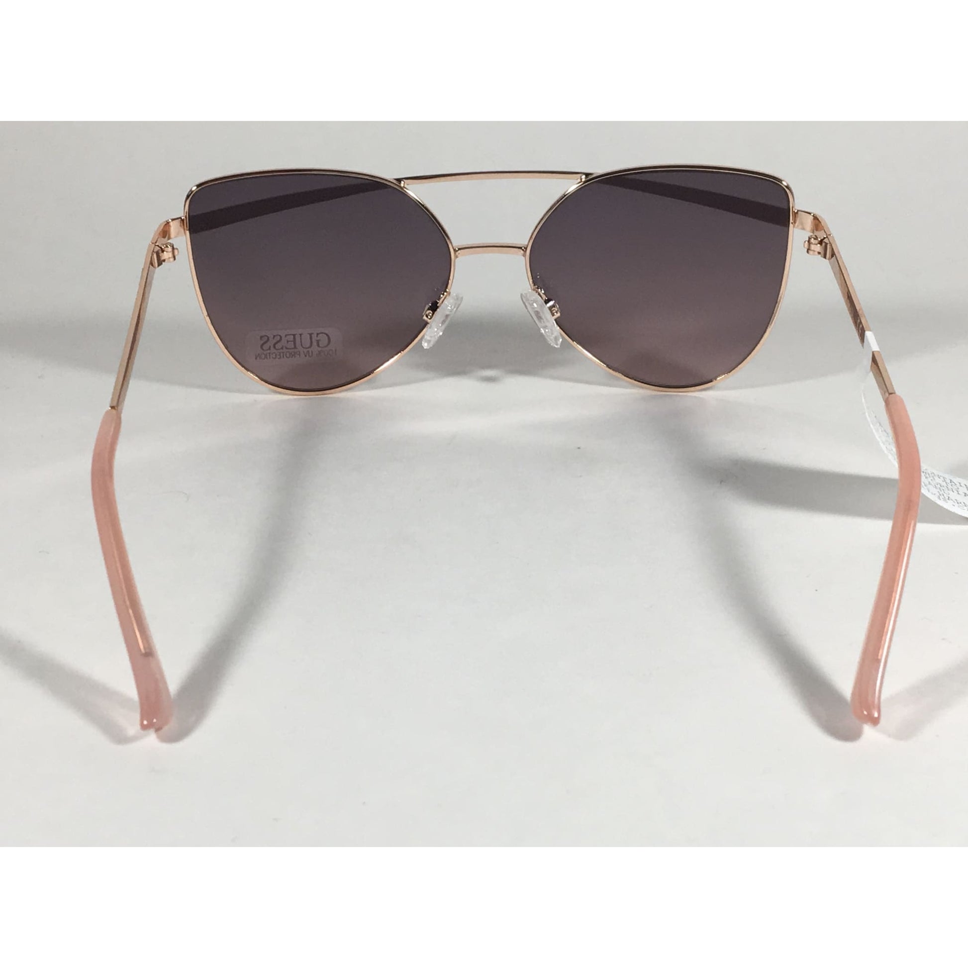 Guess Cat Eye Sunglasses Nude Peach Rose Gold Metal Silver Mirror Lens GF0332 28T - Sunglasses