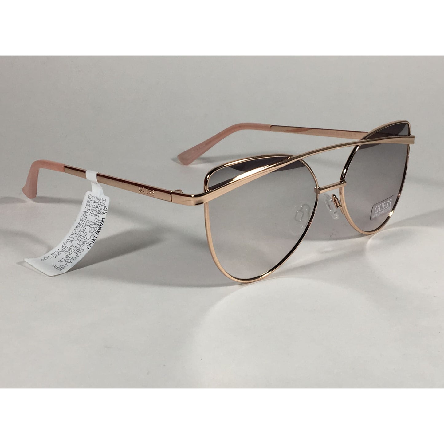 Guess Cat Eye Sunglasses Nude Peach Rose Gold Metal Silver Mirror Lens GF0332 28T - Sunglasses
