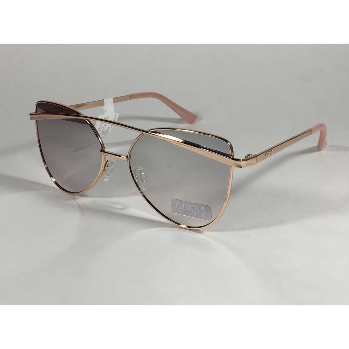 GUESS Pearl White Cat Eye Sunglasses Rose Gold Stud Detail NEW Guess Round Pearl Sunglasses Rose Gold Metal Frame Pink Lens  main image 4