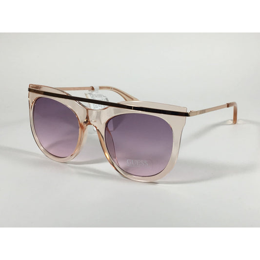 Guess Cat Eye Sunglasses Pink Crystal Rose Gold Metal Pink Gradient Lens GF0334 72U - Sunglasses