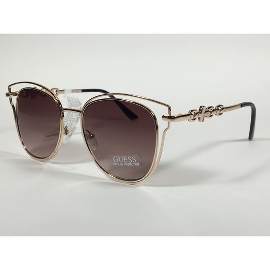 Guess Cat Eye Sunglasses Rose Gold Metal Brown Gradient Lens GF0343 32F - Sunglasses