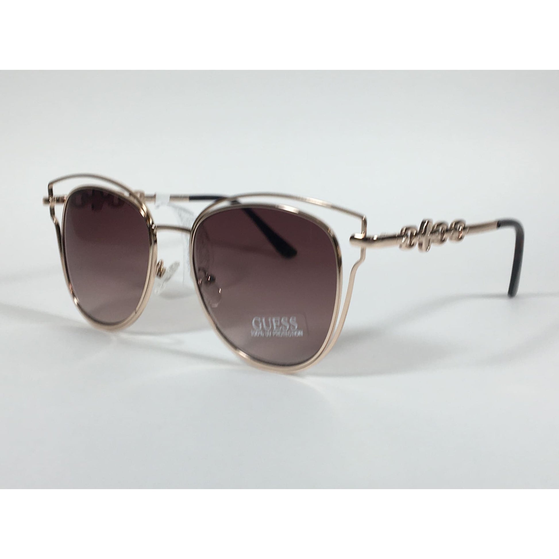 Guess Cat Eye Sunglasses Rose Gold Metal Brown Gradient Lens GF0343 32F - Sunglasses