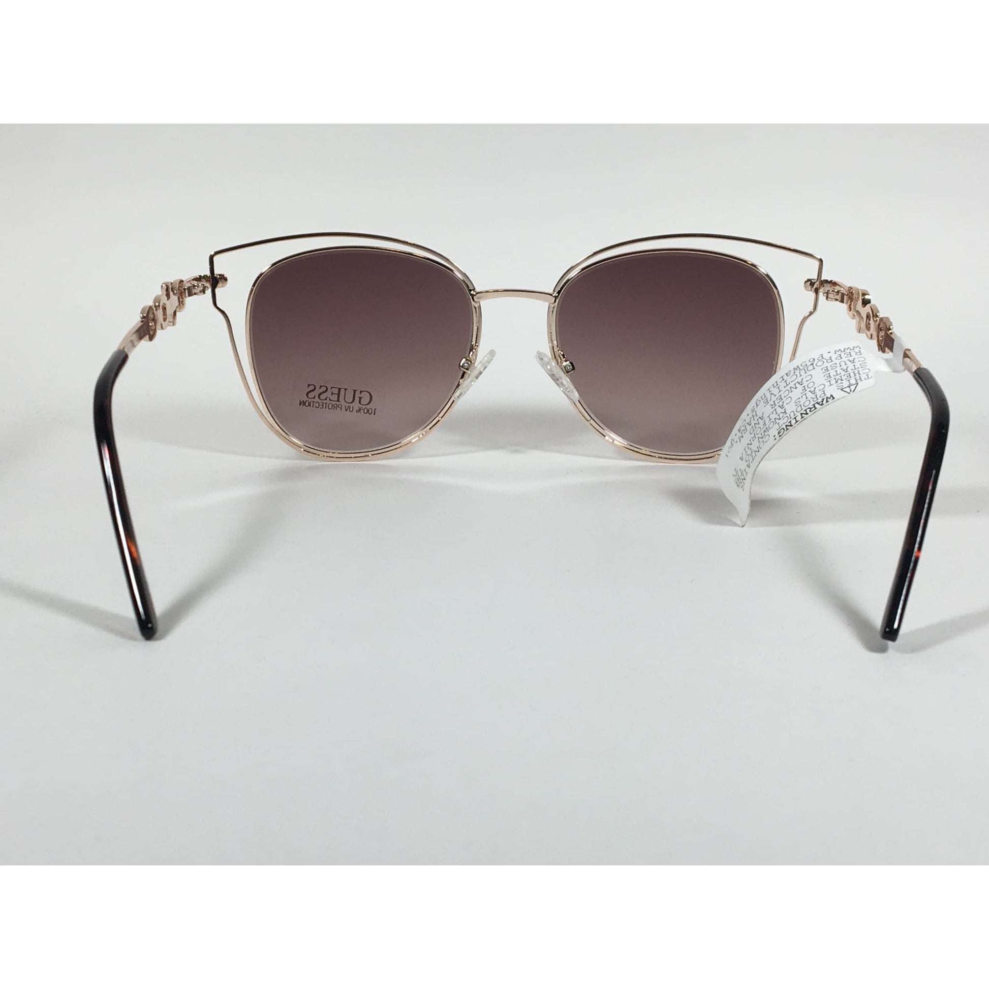 Guess Cat Eye Sunglasses Rose Gold Metal Brown Gradient Lens GF0343 32F - Sunglasses