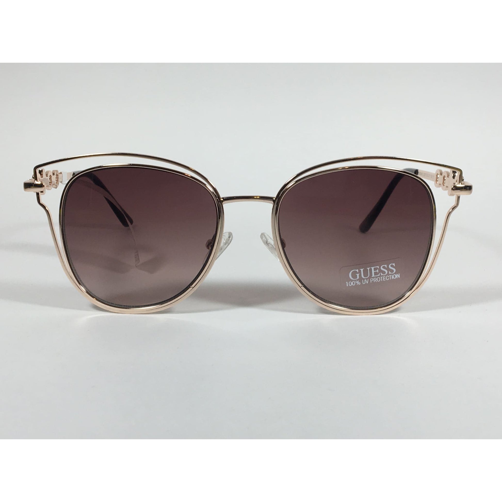 Guess Cat Eye Sunglasses Rose Gold Metal Brown Gradient Lens GF0343 32F - Sunglasses