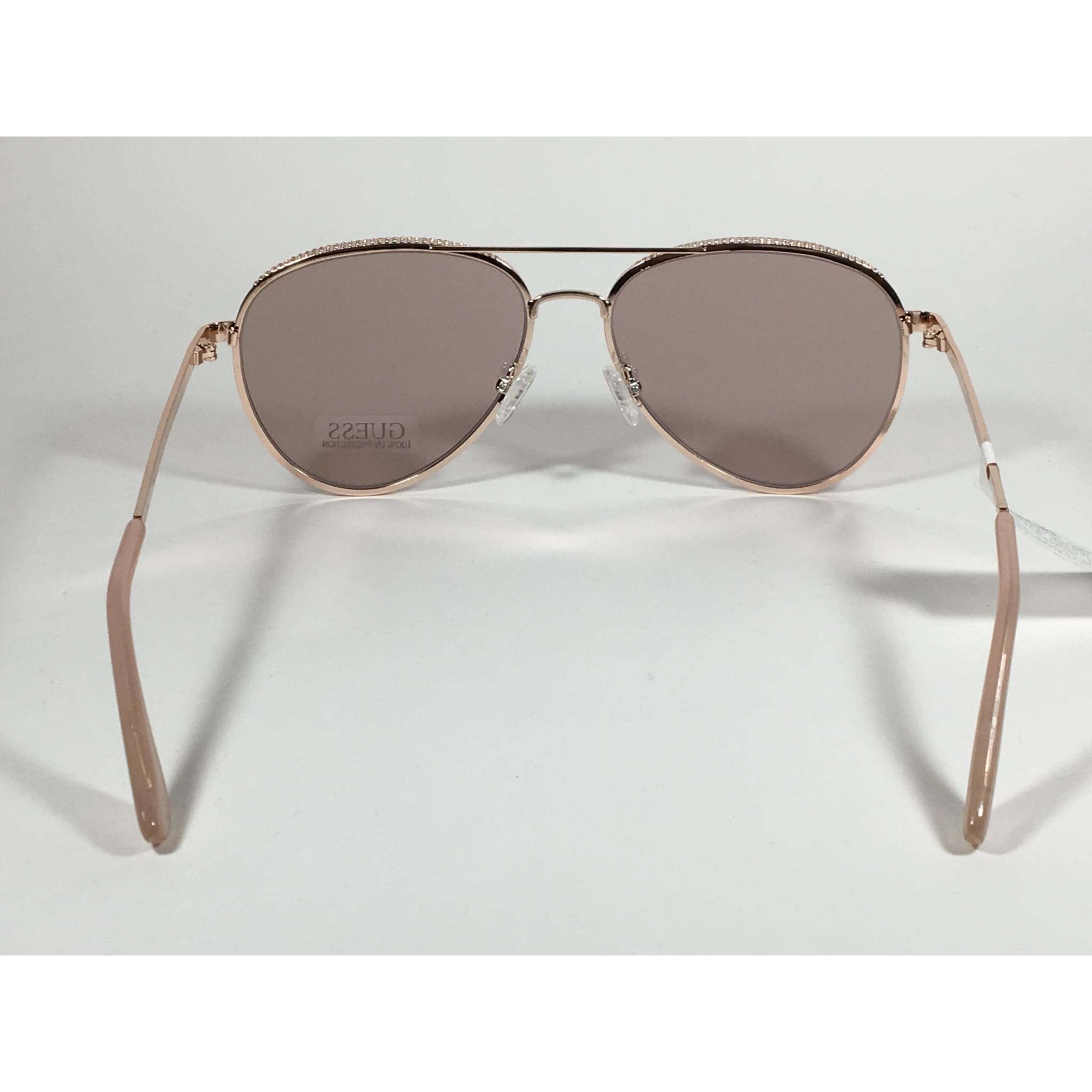 Guess Heavy Aviator Sunglasses Rose Gold Metal Frame Gray Pink