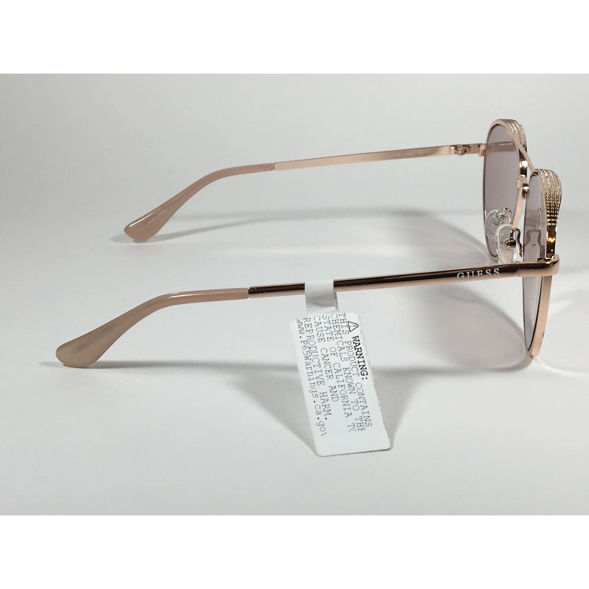 Guess Heavy Aviator Sunglasses Rose Gold Metal Frame Silver Mirror Flash Lens GF0350 28U - Sunglasses