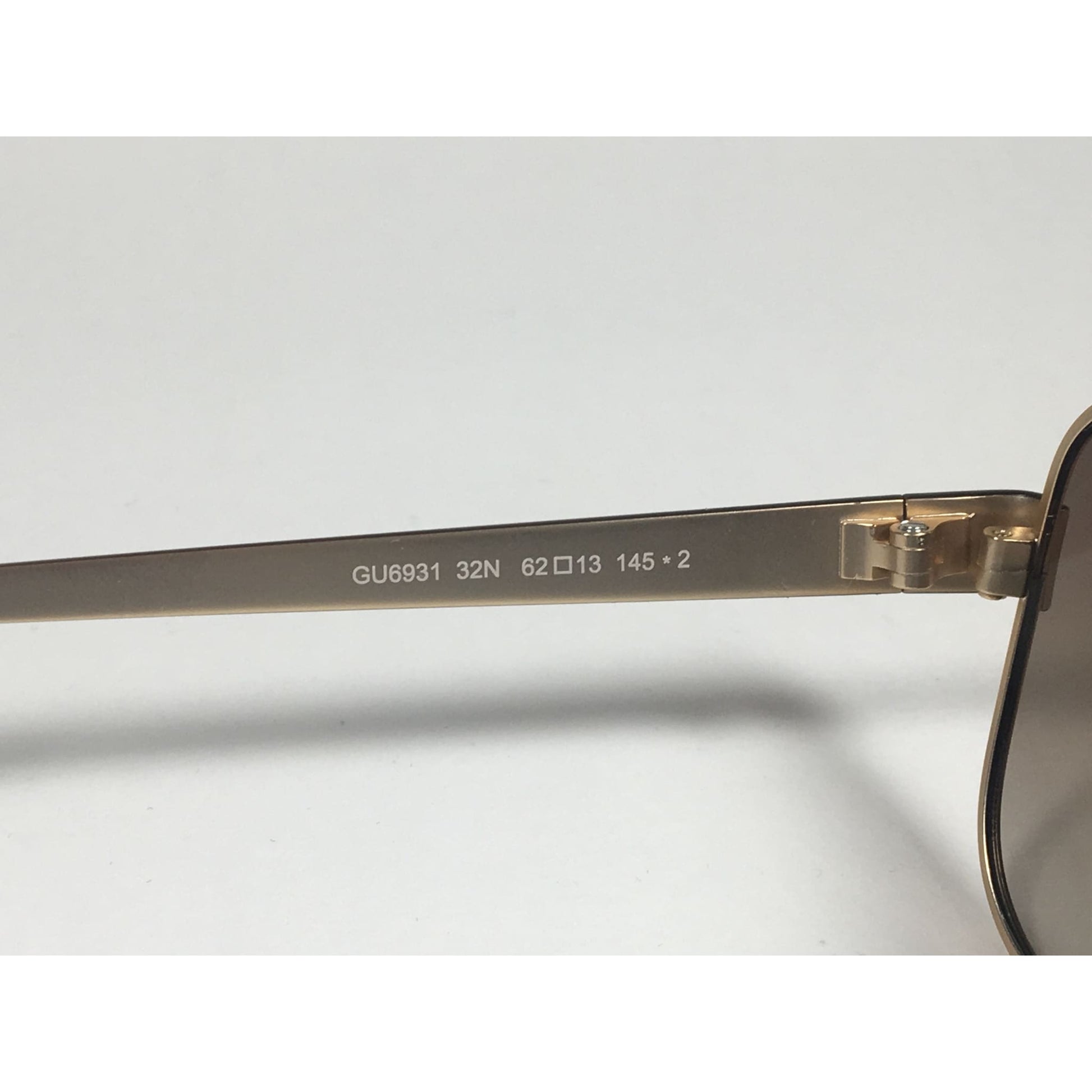 Guess Rectangle GU6931 32N Sunglasses Matte Gold Metal Frame Brown Gradient Lens - Sunglasses
