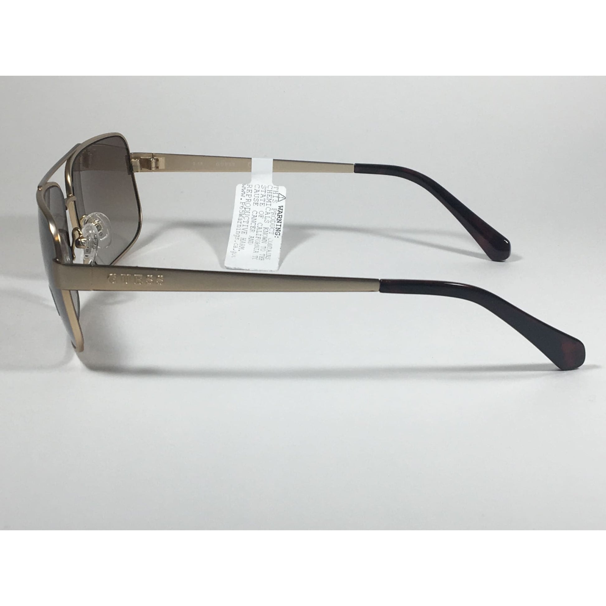 Guess Rectangle GU6931 32N Sunglasses Matte Gold Metal Frame Brown Gradient Lens - Sunglasses