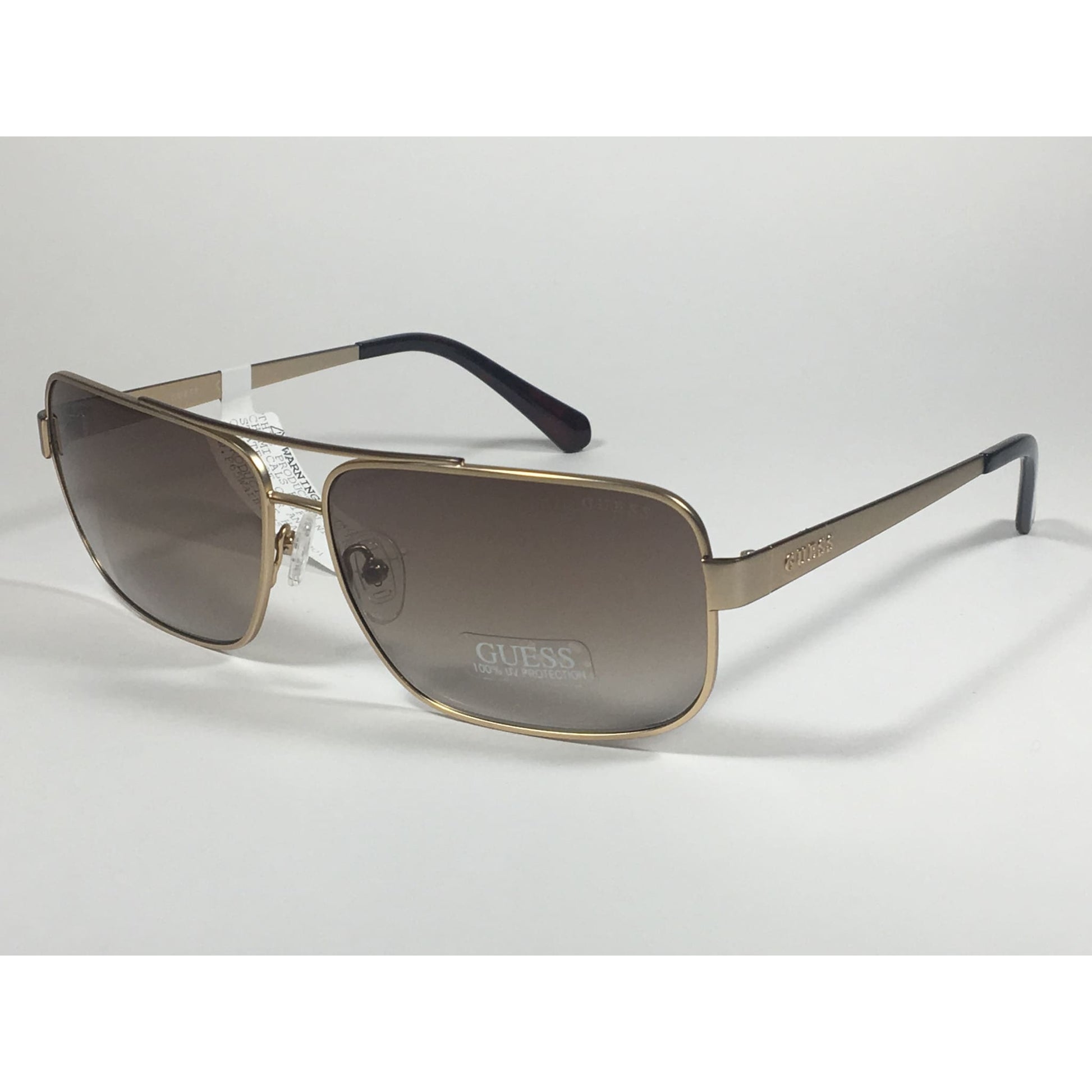 Guess Rectangle GU6931 32N Sunglasses Matte Gold Metal Frame Brown