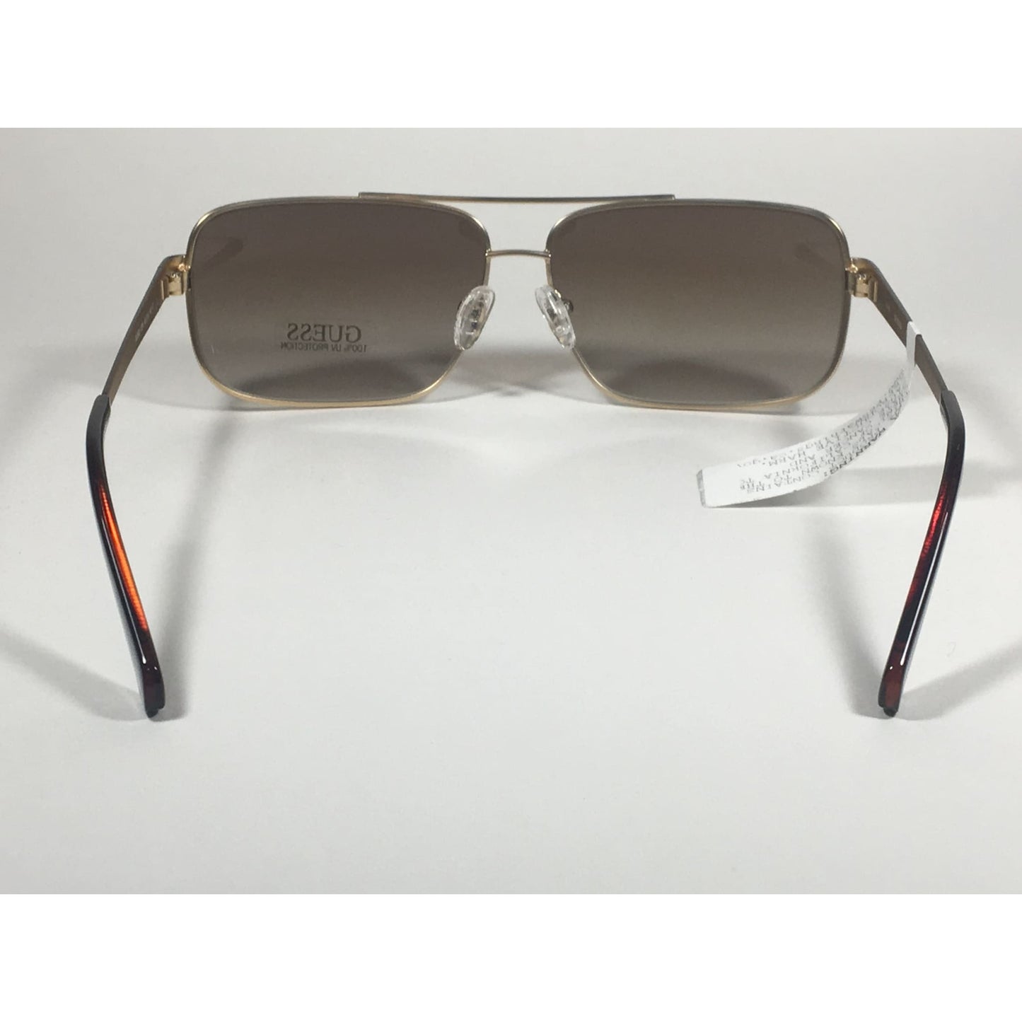 Guess Rectangle GU6931 32N Sunglasses Matte Gold Metal Frame Brown Gradient Lens - Sunglasses
