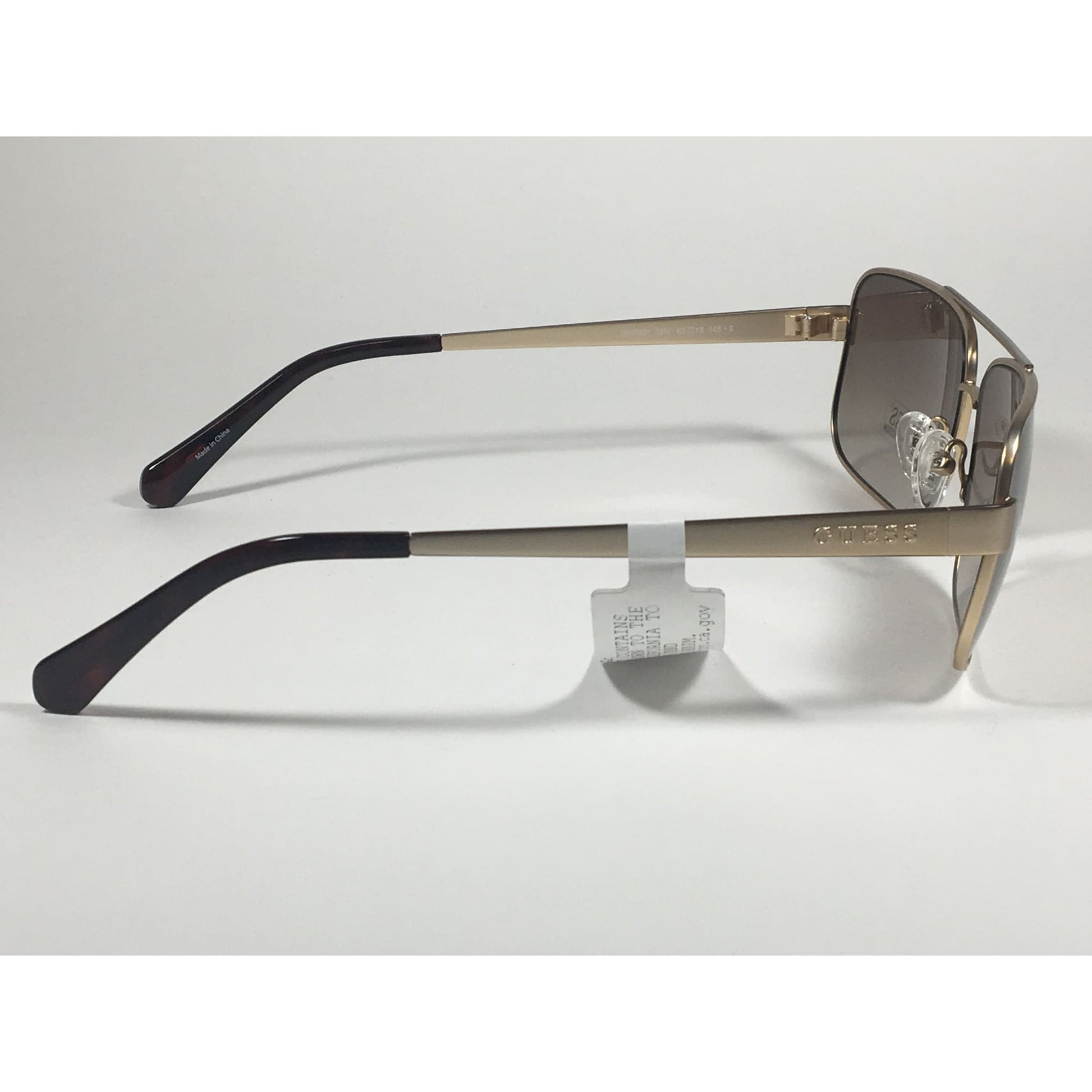 Guess Rectangle GU6931 32N Sunglasses Matte Gold Metal Frame Brown Gradient Lens - Sunglasses