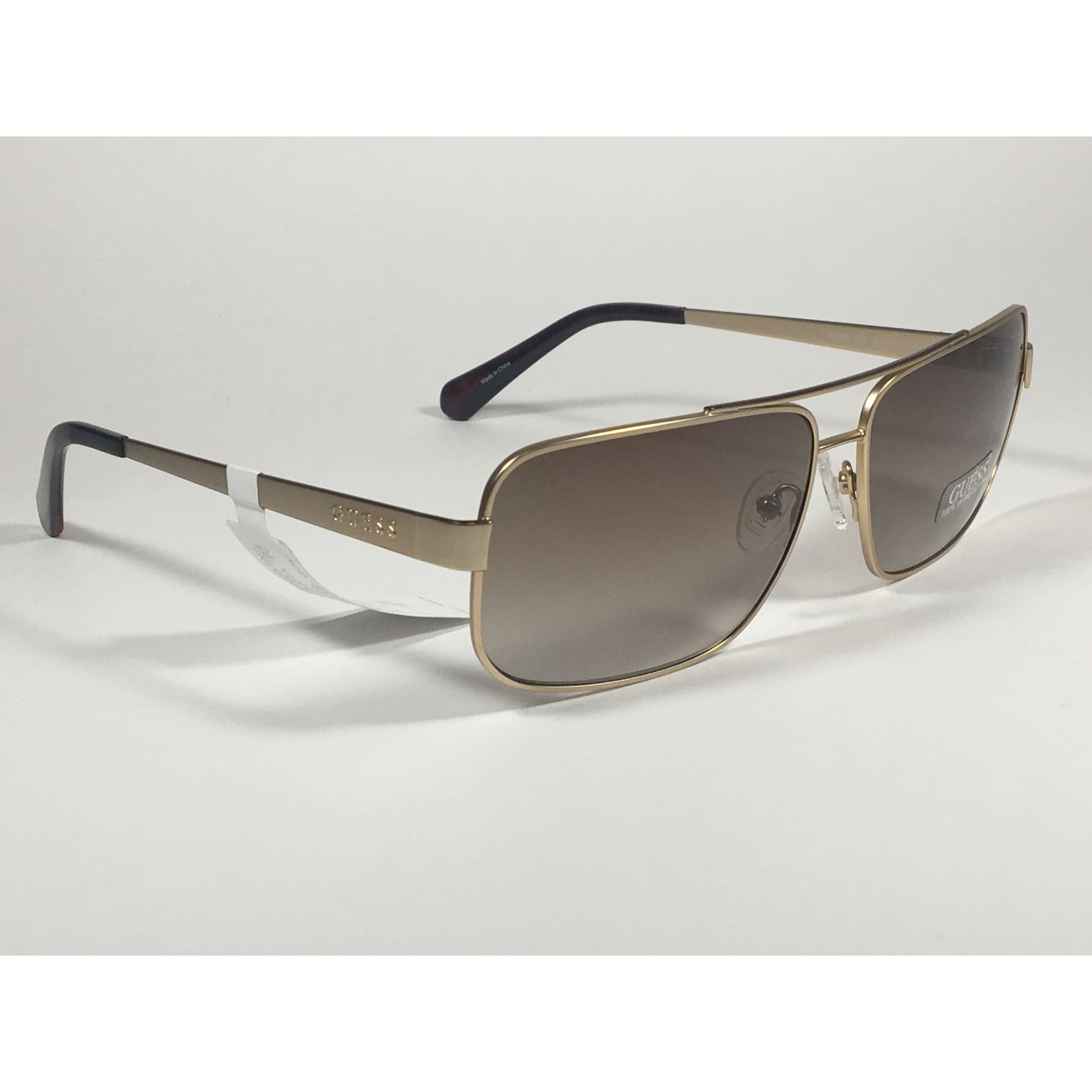Guess Rectangle GU6931 32N Sunglasses Matte Gold Metal Frame Brown Gradient Lens - Sunglasses