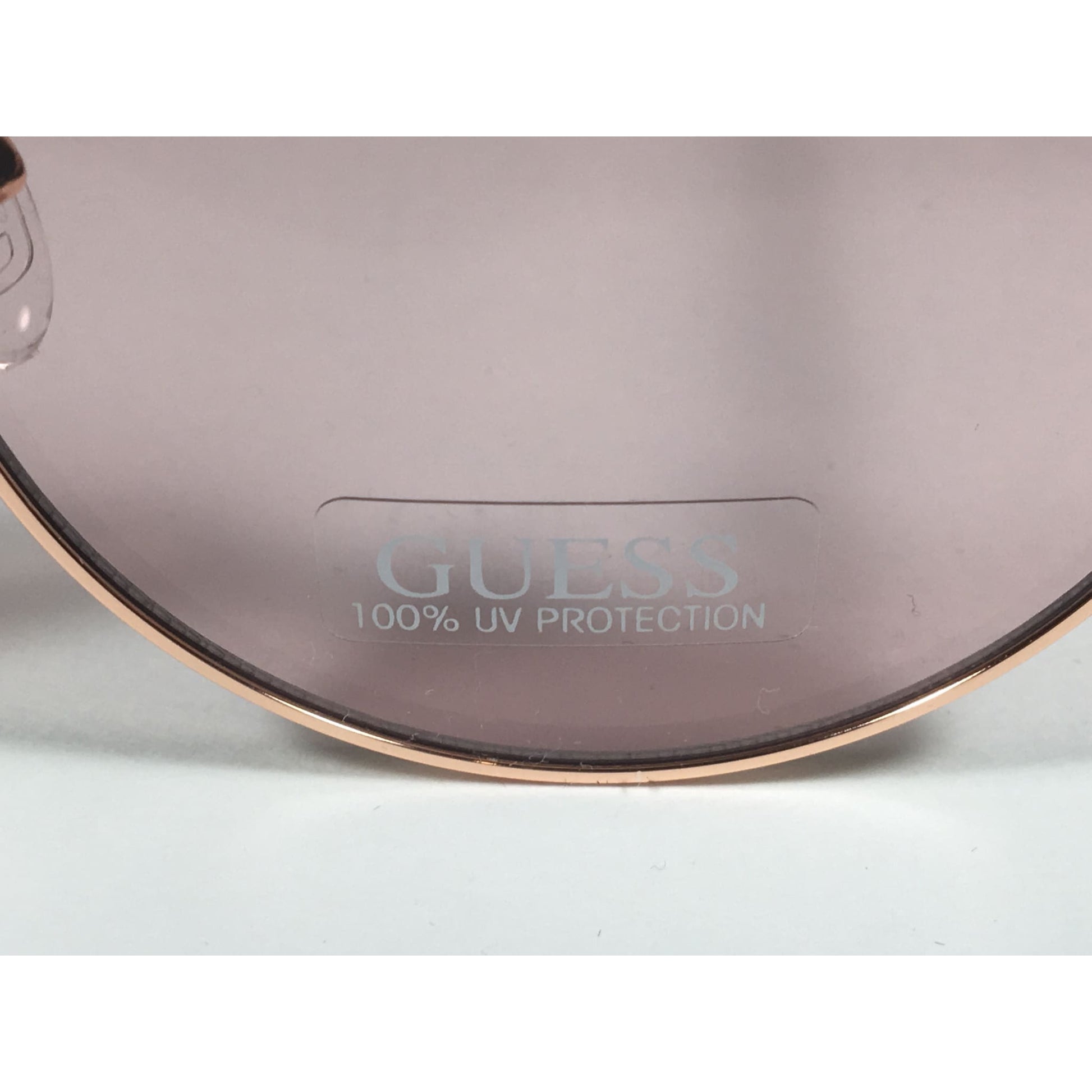 Guess Round Pearl Sunglasses Rose Gold Metal Frame Pink Lens GF0355 28T - Sunglasses