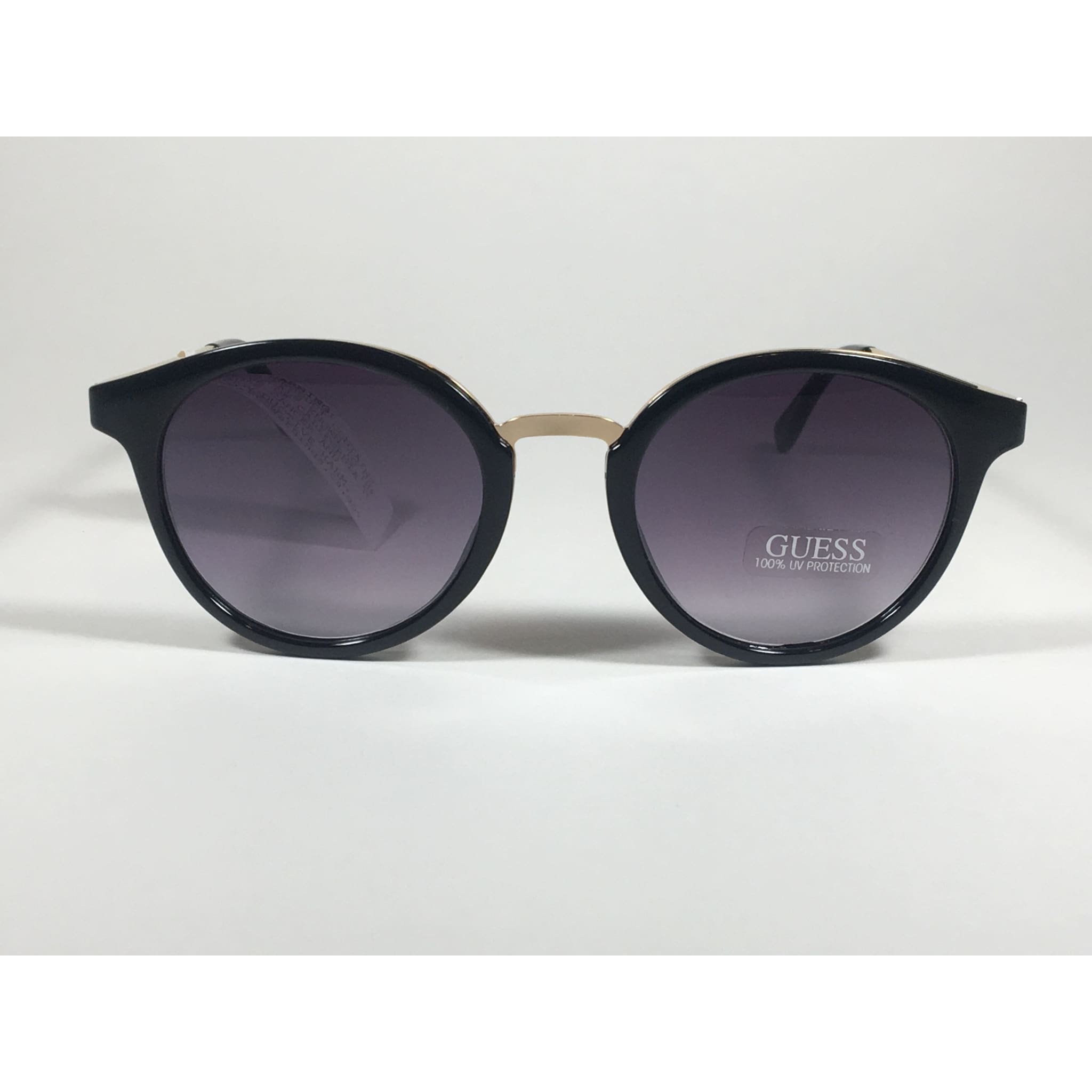 Guess Round Sunglasses GF0305 01C Black Gloss Gold Frame Gray