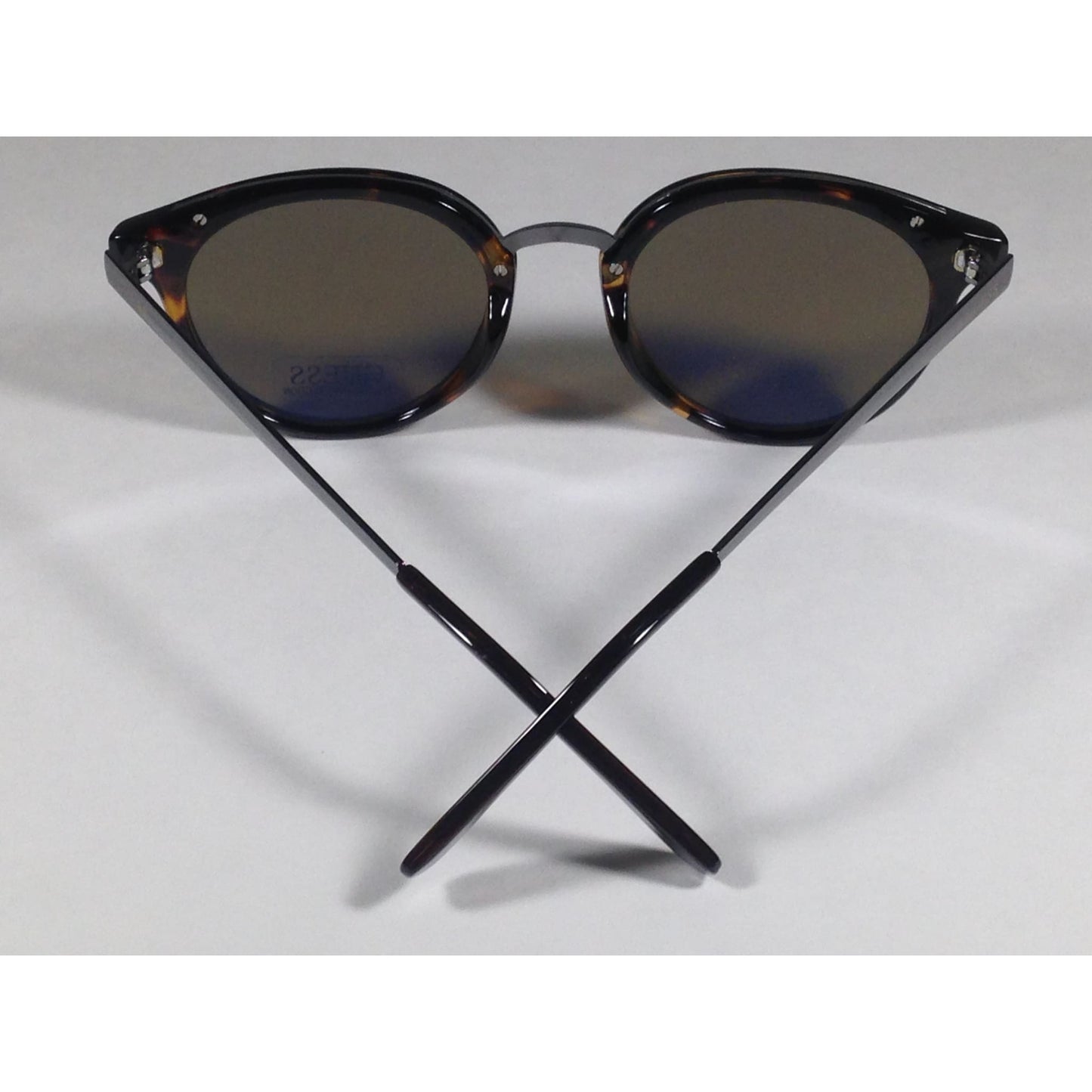 Guess Round Sunglasses GF0305 53X Brown Tortoise and Gunmetal Frame Blue Mirror Lens - Sunglasses