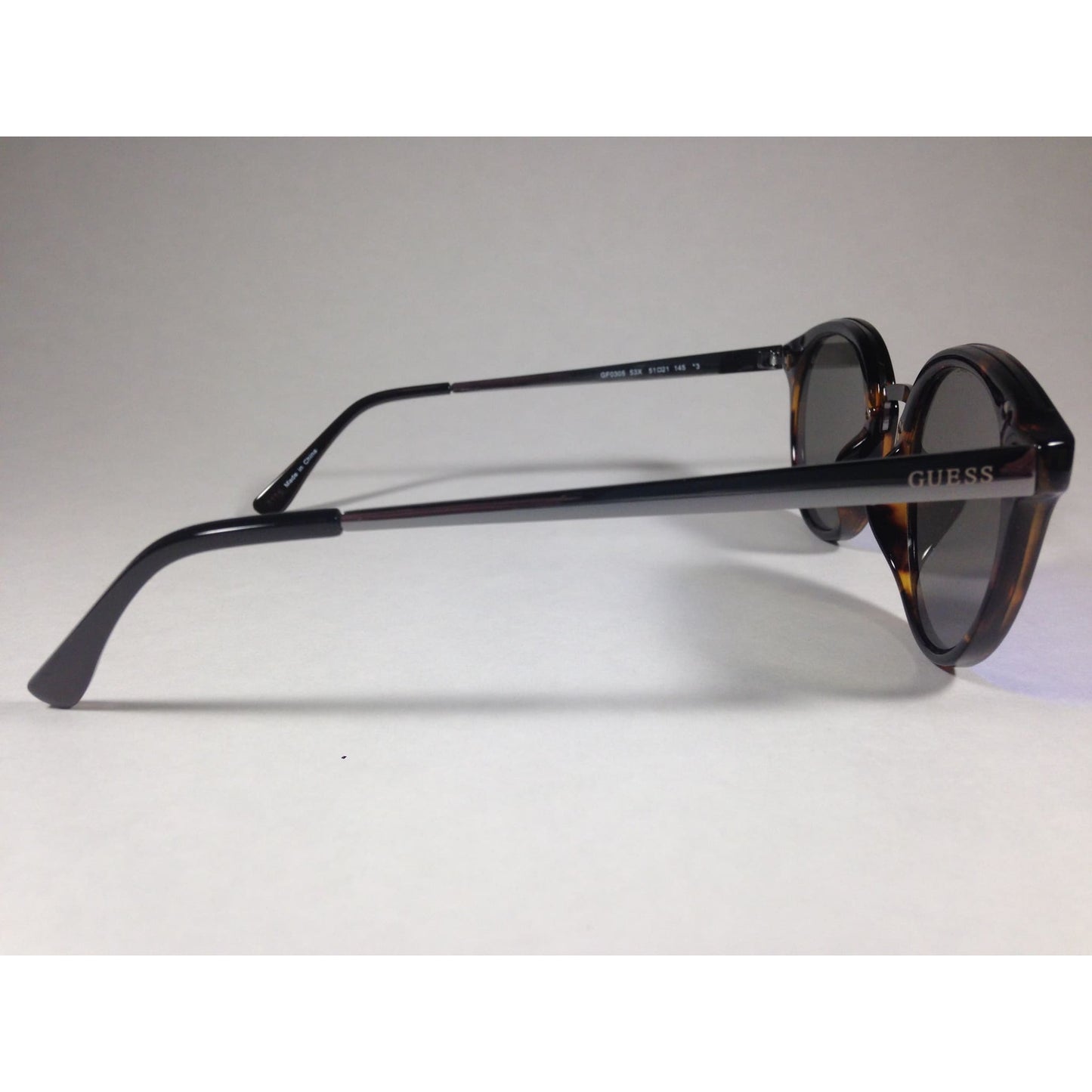 Guess Round Sunglasses GF0305 53X Brown Tortoise and Gunmetal Frame Blue Mirror Lens - Sunglasses