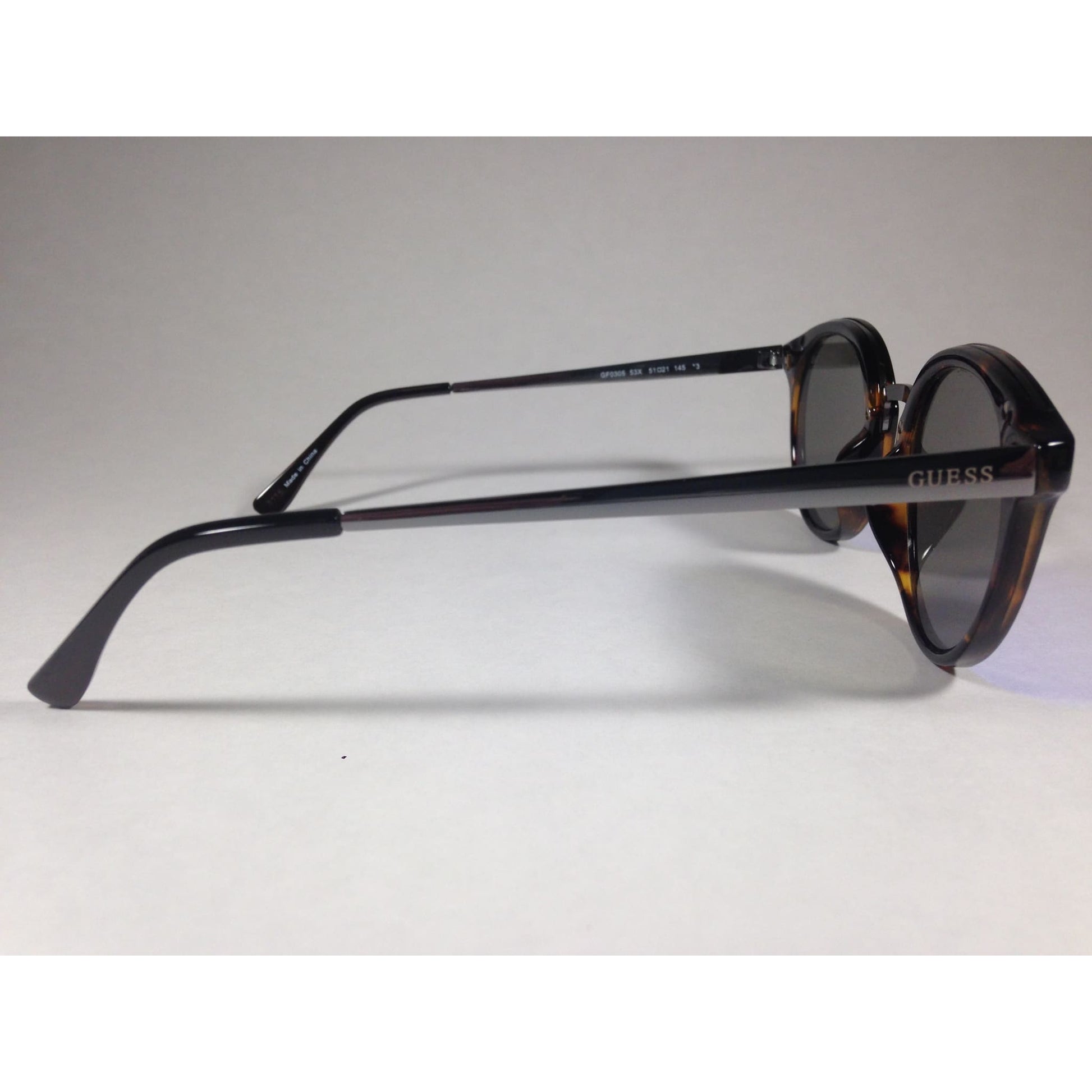 Guess Round Sunglasses GF0305 53X Brown Tortoise and Gunmetal Frame Blue Mirror Lens - Sunglasses