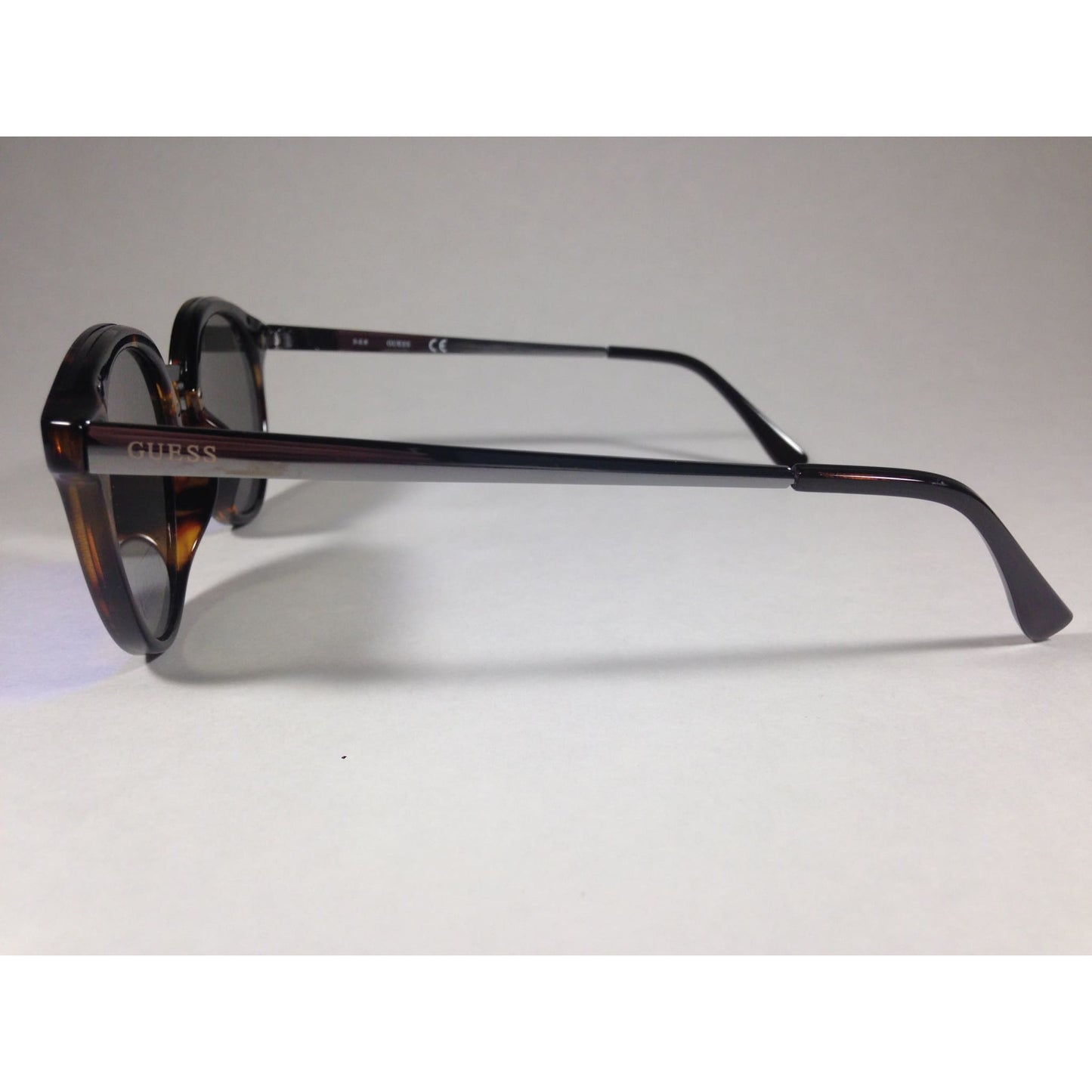 Guess Round Sunglasses GF0305 53X Brown Tortoise and Gunmetal Frame Blue Mirror Lens - Sunglasses