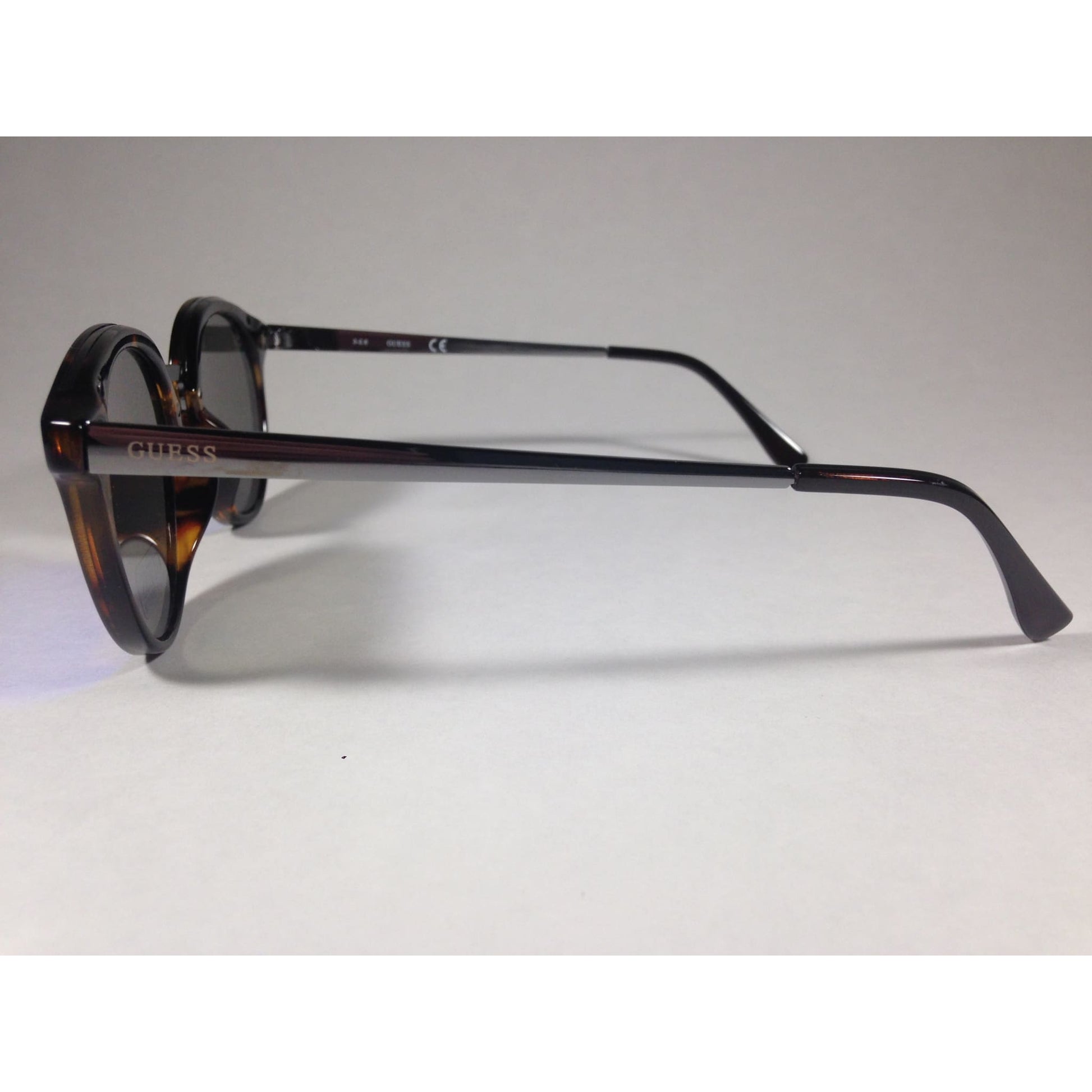 Guess Round Sunglasses GF0305 53X Brown Tortoise and Gunmetal Frame Blue Mirror Lens - Sunglasses