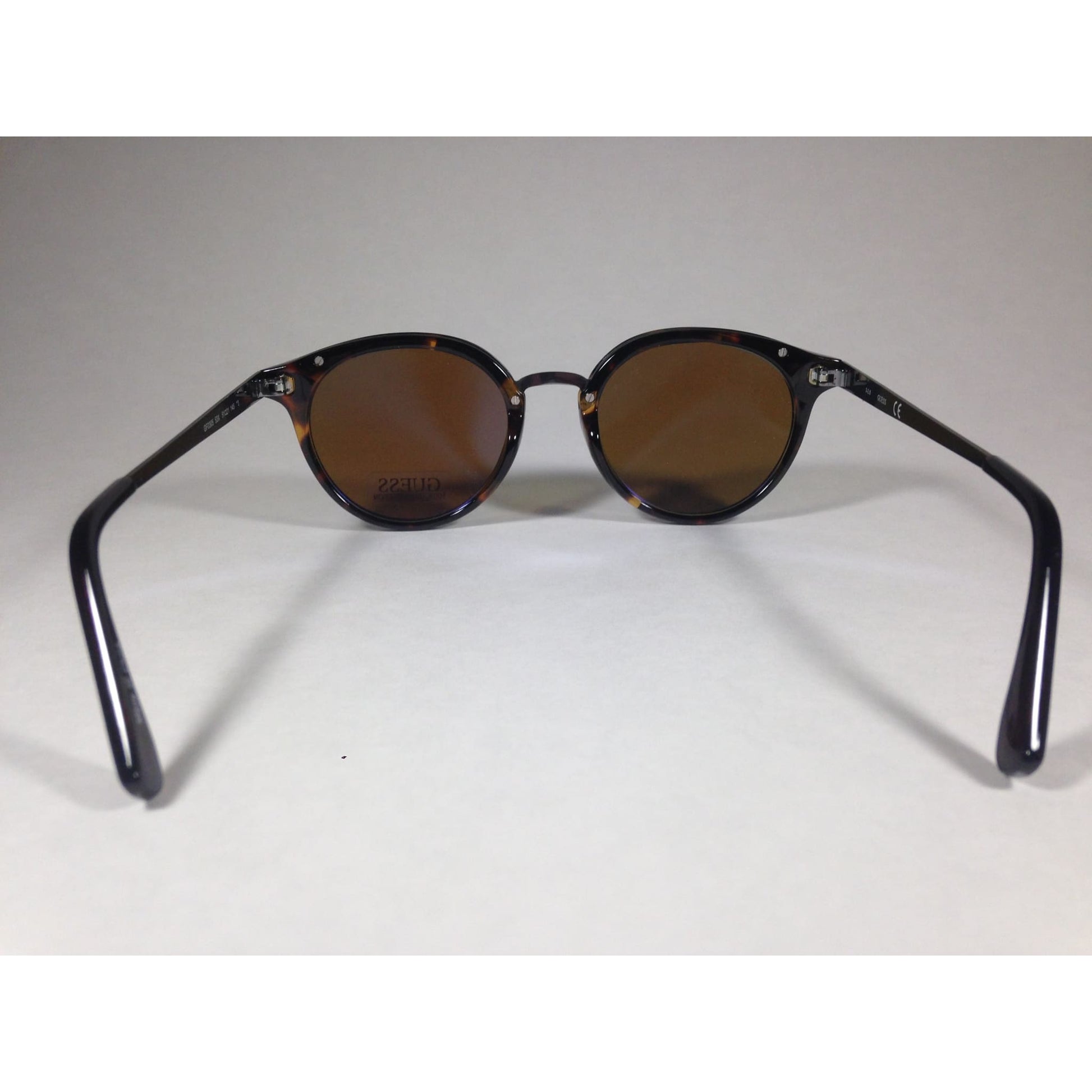 Guess Round Sunglasses GF0305 53X Brown Tortoise and Gunmetal Frame Blue Mirror Lens - Sunglasses