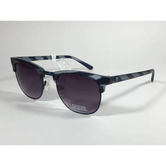 Guess Square Club Sunglasses Blue Stripes Smoke Gradient Lens GF0170 91B - Sunglasses