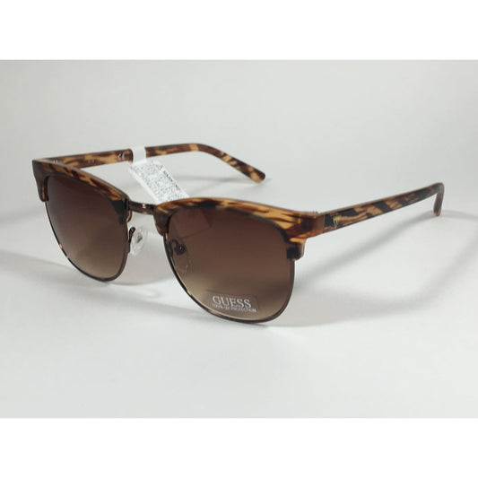 Guess Square Club Sunglasses Brown Wood Havana Frame Brown Gradient Lens GF0170 49F - Sunglasses
