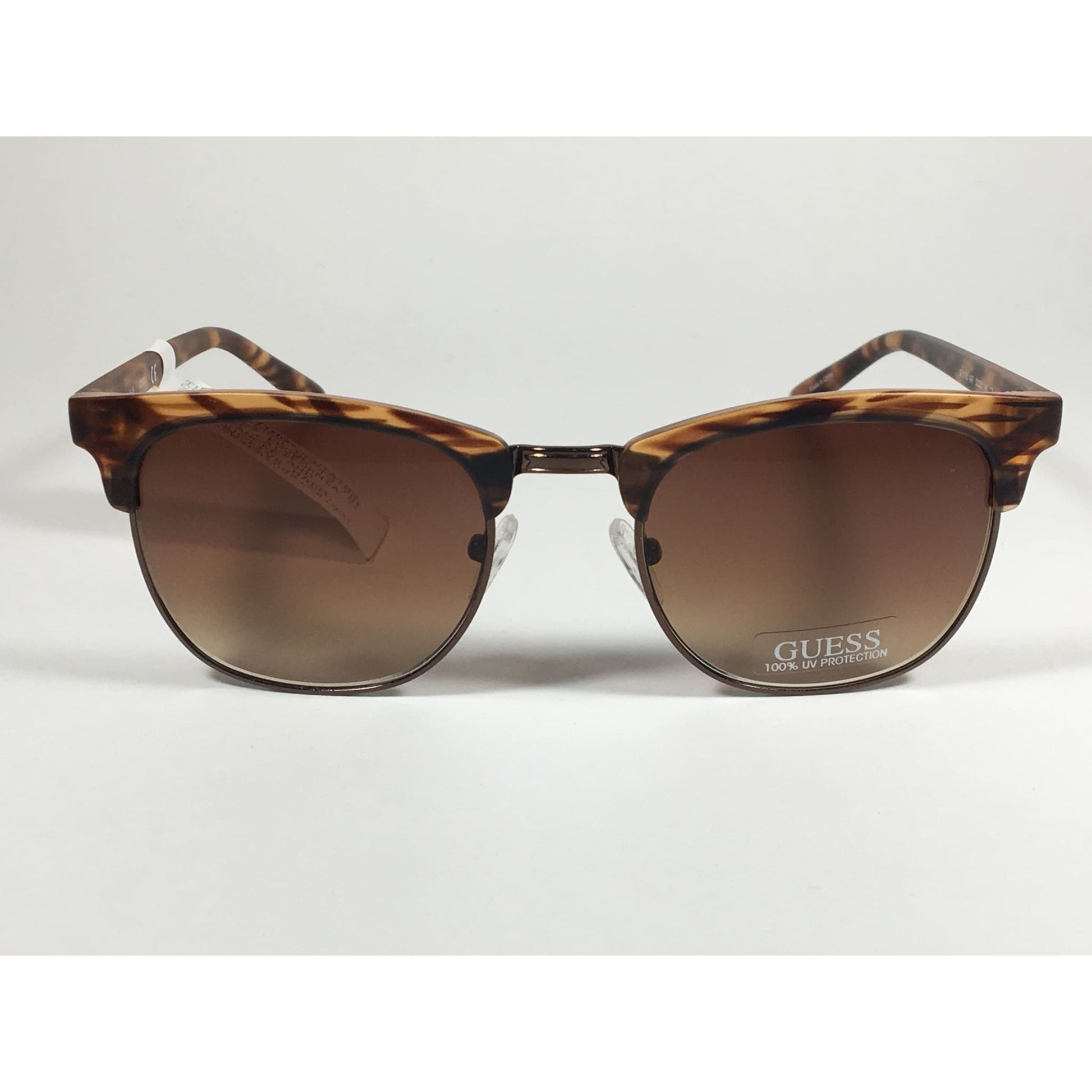 Guess Square Club Sunglasses Brown Wood Havana Frame Brown Gradient Lens GF0170 49F - Sunglasses