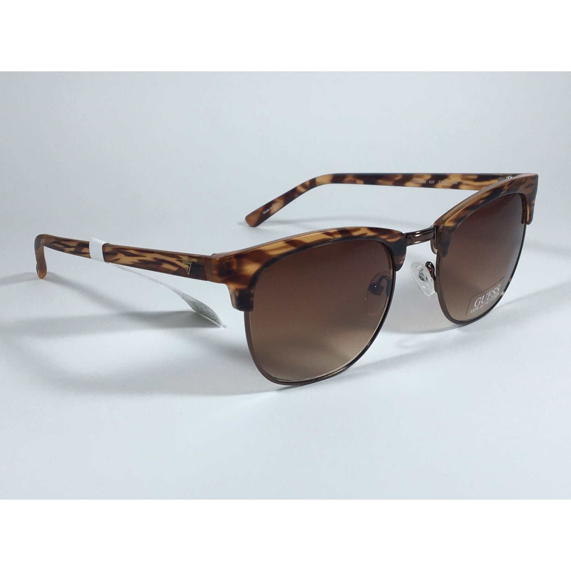 Guess Square Club Sunglasses Brown Wood Havana Frame Brown