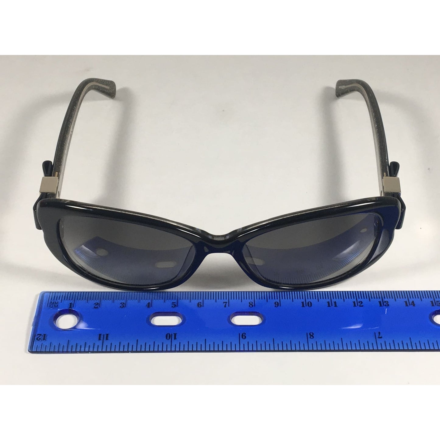 Kate Spade Chandra X84 Y7 Flat Oval Sunglasses Black Gold Glitter Gray Gradient Lens - Sunglasses