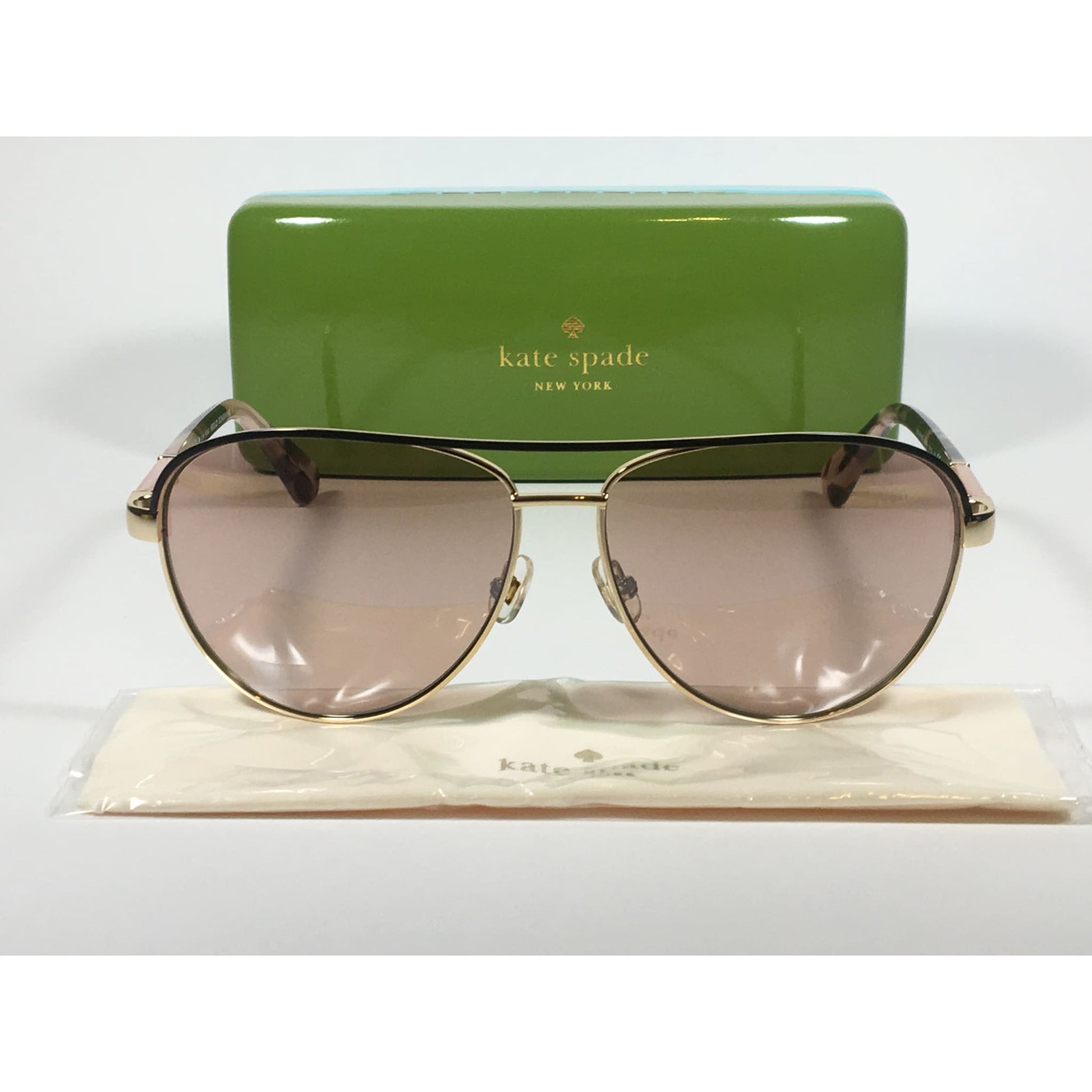 Kate Spade Pilot Sunglasses Light Gold Havana Tortoise Frame Pink Lens EMILYANN/S Q0J2S - Sunglasses