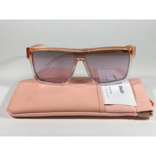 Le Specs Moon Club Sunglasses Square Shield Flat Top Frame Clear Pink Peach Cry Ldr1724802 - Sunglasses