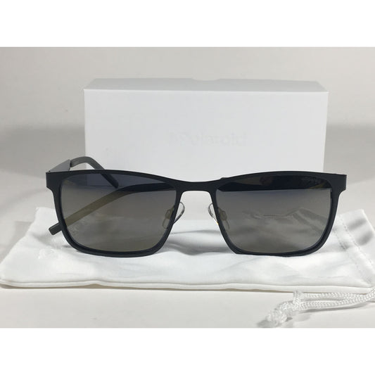 Polaroid Polarized Rectangle Sunglasses Matte Black Steel Frame Gold Gray Mirror Lens PLD2047S 0I46-LM - Sunglasses