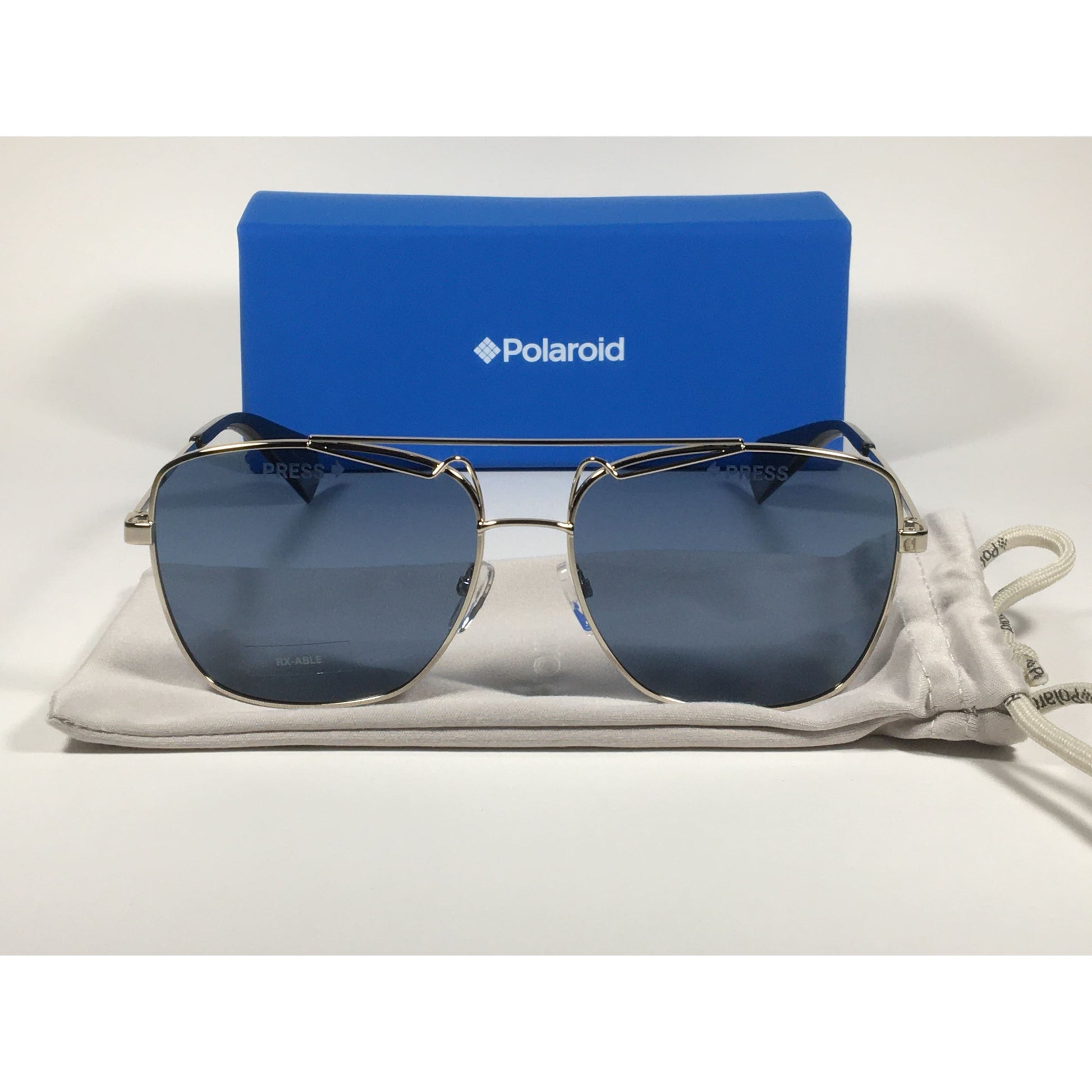 Polaroid Polarized Sunglasses Light Gold Frame Gray Blue Lens PLD6049SX 3YG-3C - Sunglasses
