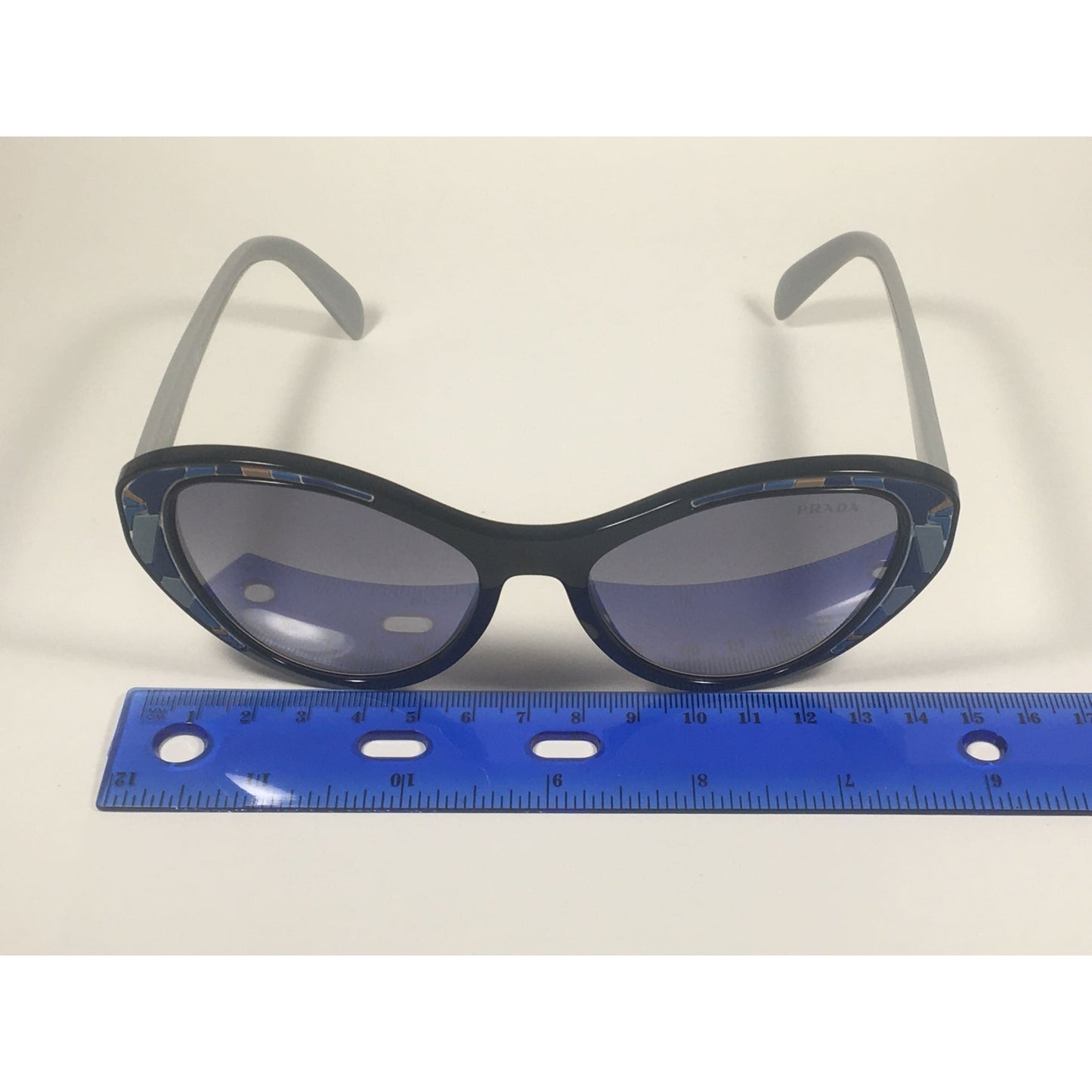 Prada Tapestry Sunglasses Gray Black Blue Gradient Lens SPR14U LDM-5R0 - Sunglasses