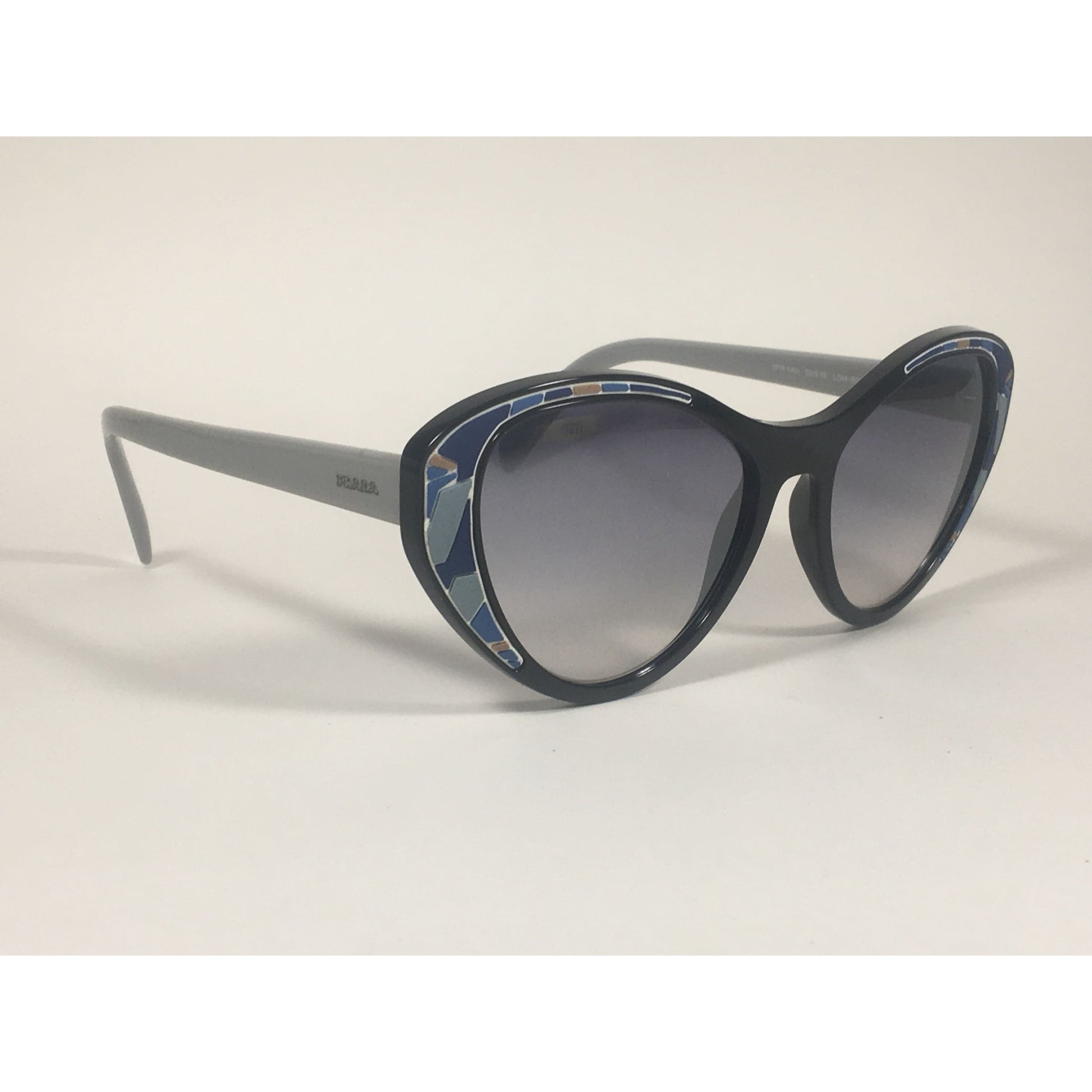 Prada Tapestry Sunglasses Gray Black Blue Gradient Lens SPR14U LDM-5R0 - Sunglasses