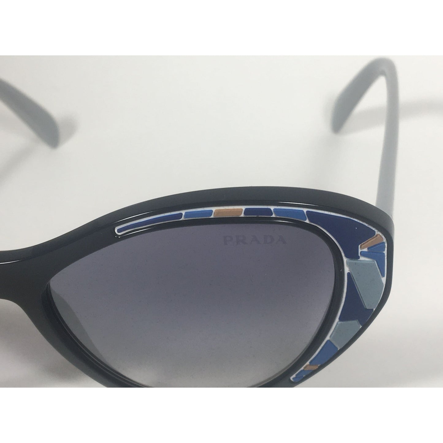 Prada Tapestry Sunglasses Gray Black Blue Gradient Lens SPR14U LDM-5R0 - Sunglasses