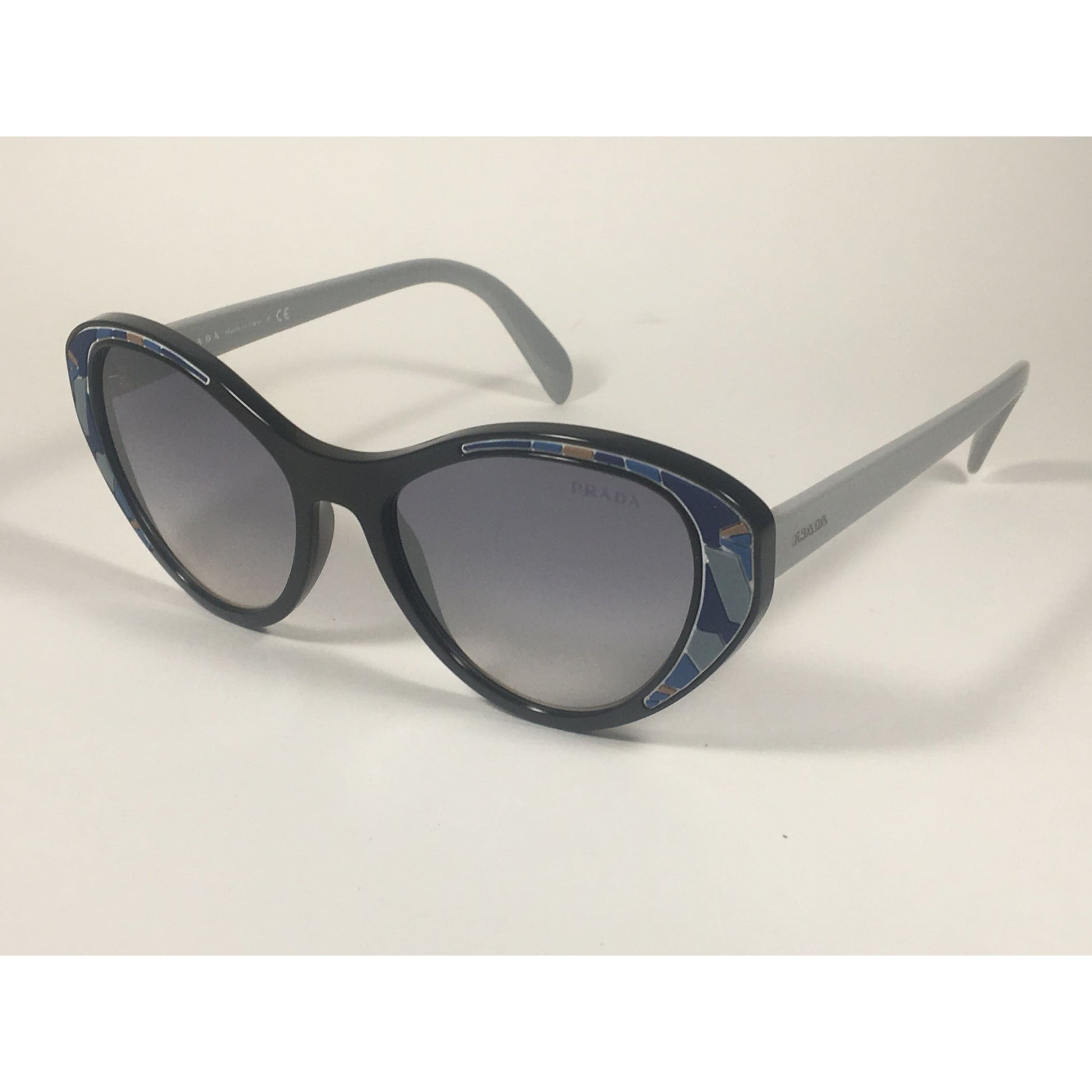 Prada Tapestry Sunglasses Gray Black Blue Gradient Lens SPR14U LDM-5R0 - Sunglasses