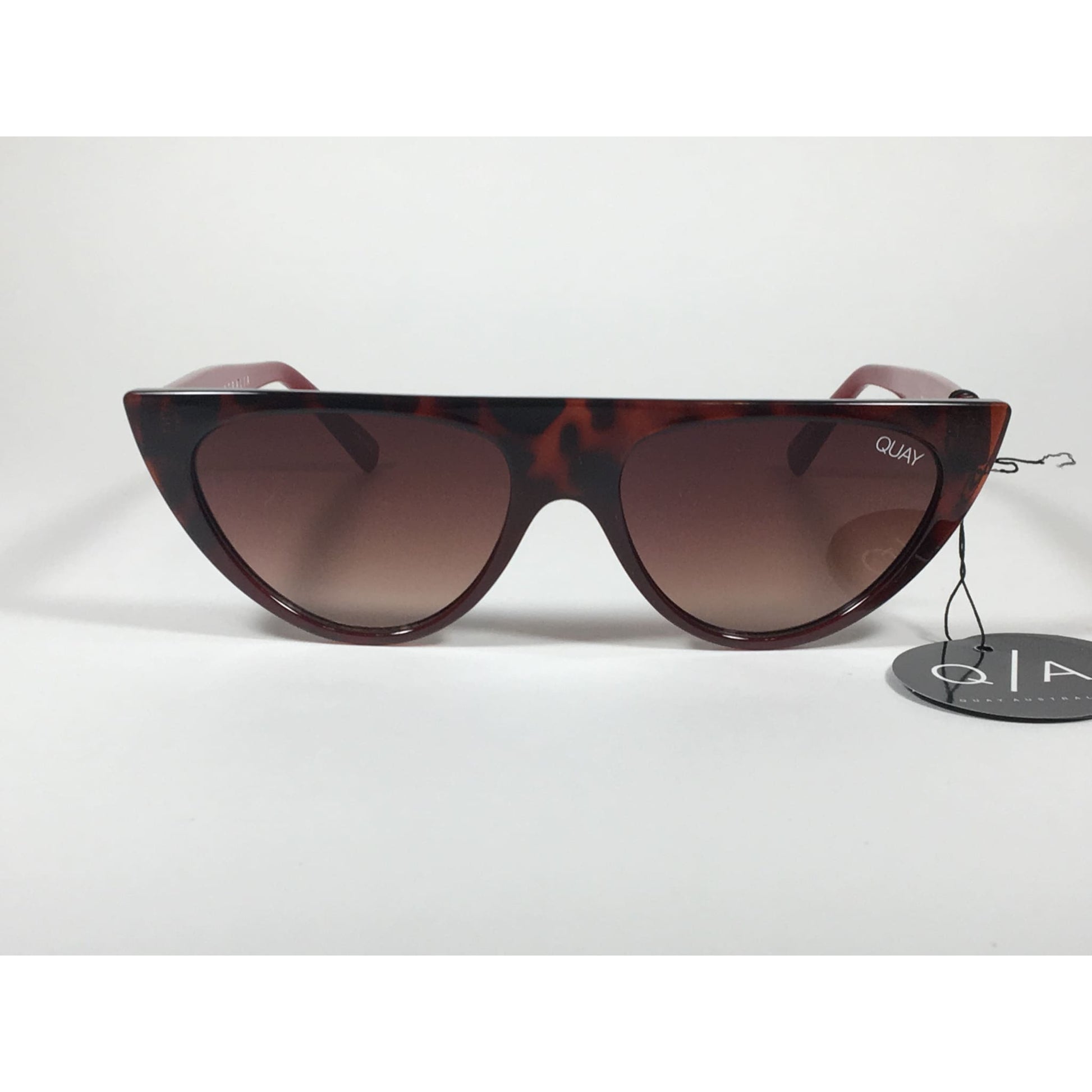 Quay Australia QW000296 TORTRD/BRN Run Away Flat Cat Eye Sunglasses Red Brown Tortoise Gradient Lenses - Sunglasses