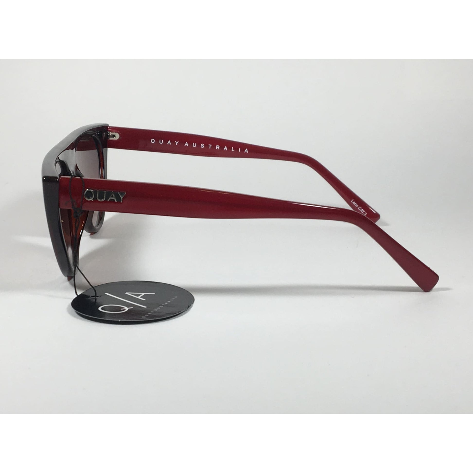 Quay Australia QW000296 TORTRD/BRN Run Away Flat Cat Eye Sunglasses Red Brown Tortoise Gradient Lenses - Sunglasses