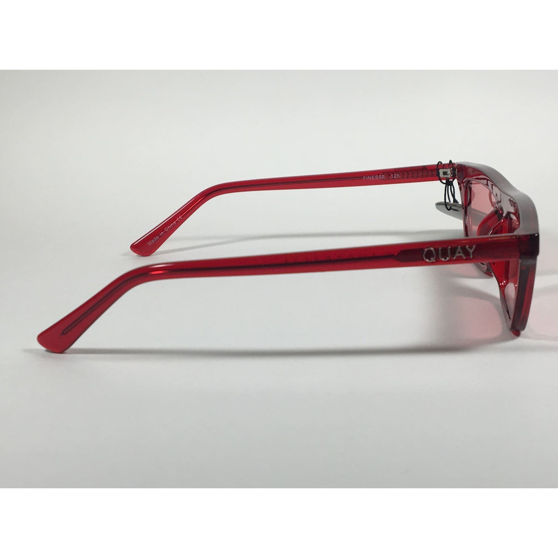 Quay Australia QW000383 RED/RED Finesse Sunglasses Alissa Violet Small Square Red Clear Frame and Lens - Sunglasses
