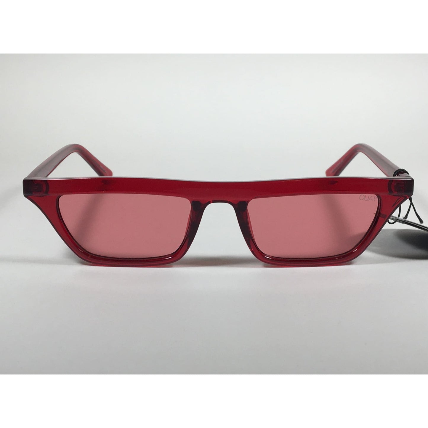 Quay Australia QW000383 RED/RED Finesse Sunglasses Alissa Violet Small Square Red Clear Frame and Lens - Sunglasses
