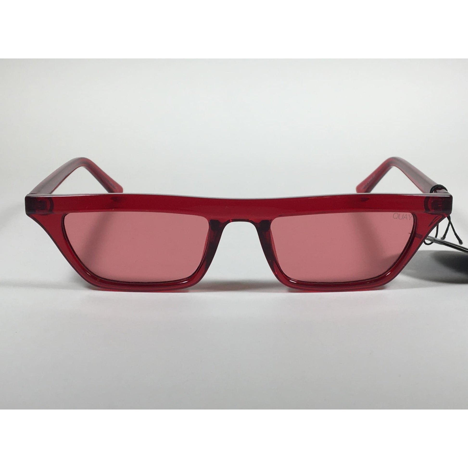 Quay Australia QW000383 RED/RED Finesse Sunglasses Alissa Violet Small Square Red Clear Frame and Lens - Sunglasses