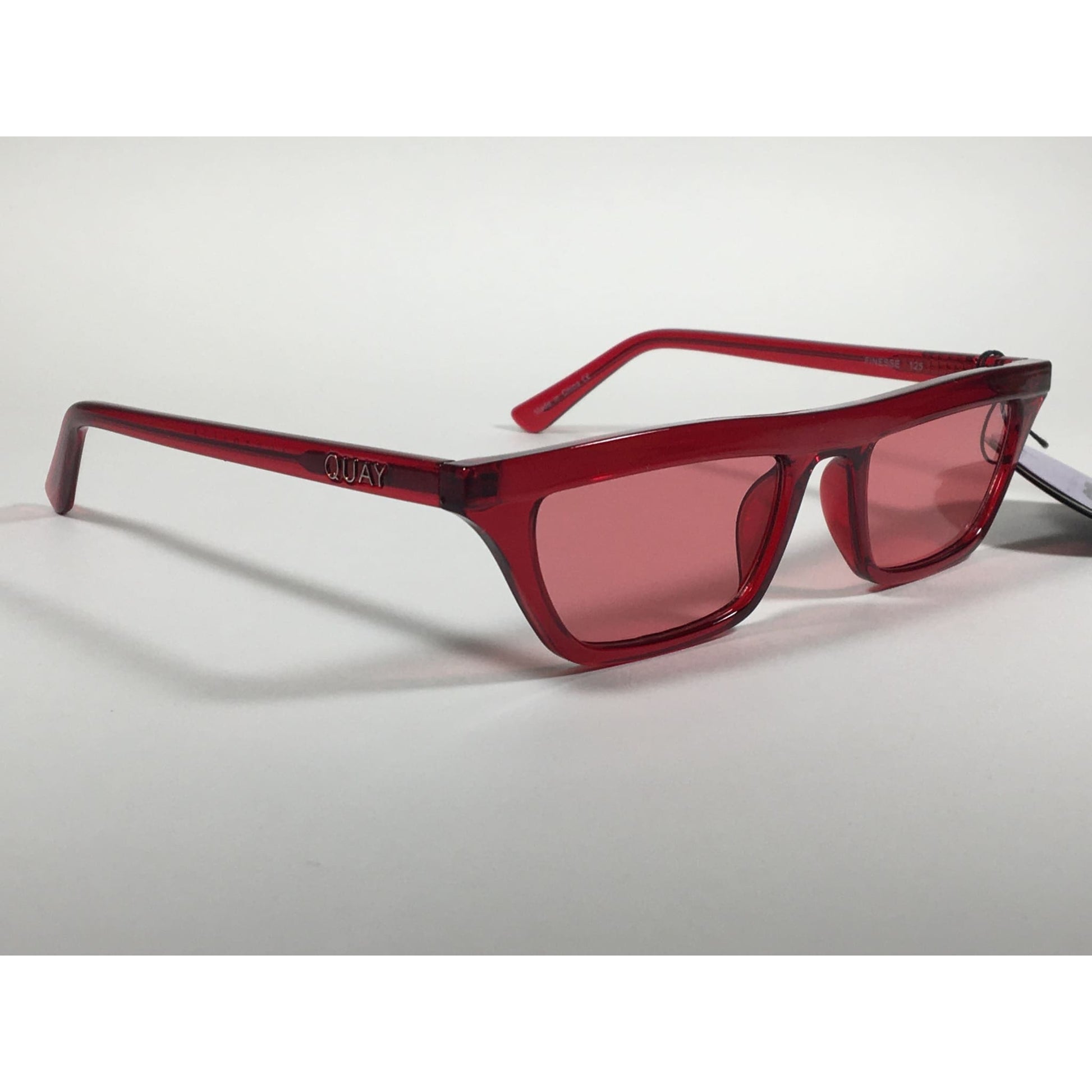 Quay Australia QW000383 RED/RED Finesse Sunglasses Alissa Violet Small Square Red Clear Frame and Lens - Sunglasses