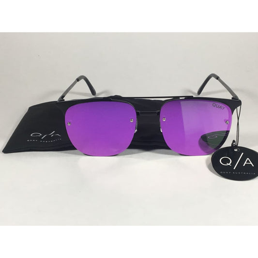 Quay Private Eye Sunglasses Black Metal Frame Rimless Purple Mirror Lens Womens Qw000175 Blk/purp - Sunglasses