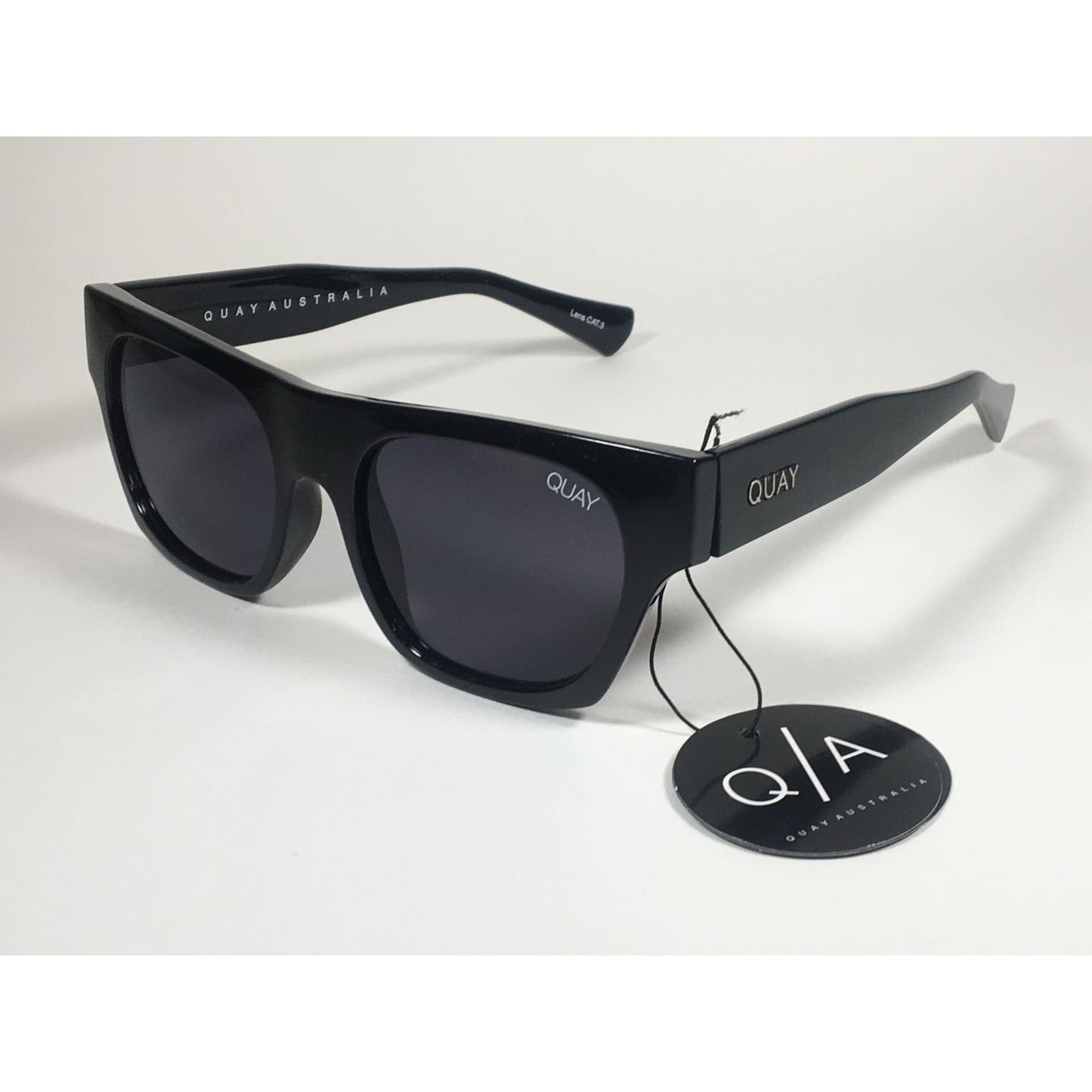Quay Something Extra Square Sunglasses QW000297 Black Frame Gray Smoke Gradient Lens - Sunglasses