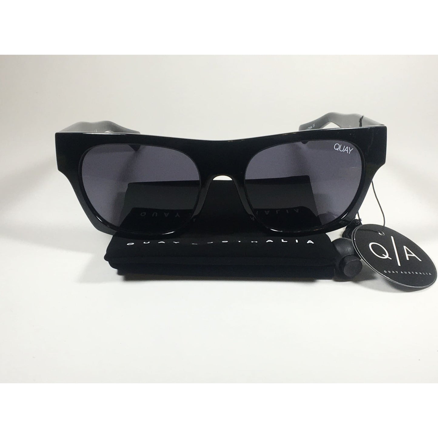 Quay Something Extra Square Sunglasses QW000297 Black Frame Gray Smoke Gradient Lens - Sunglasses