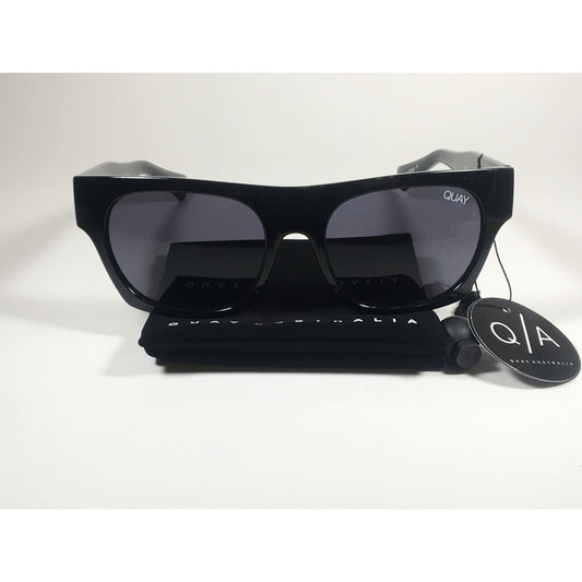 Quay Something Extra Square Sunglasses QW000297 Black Frame Gray Smoke Gradient Lens - Sunglasses
